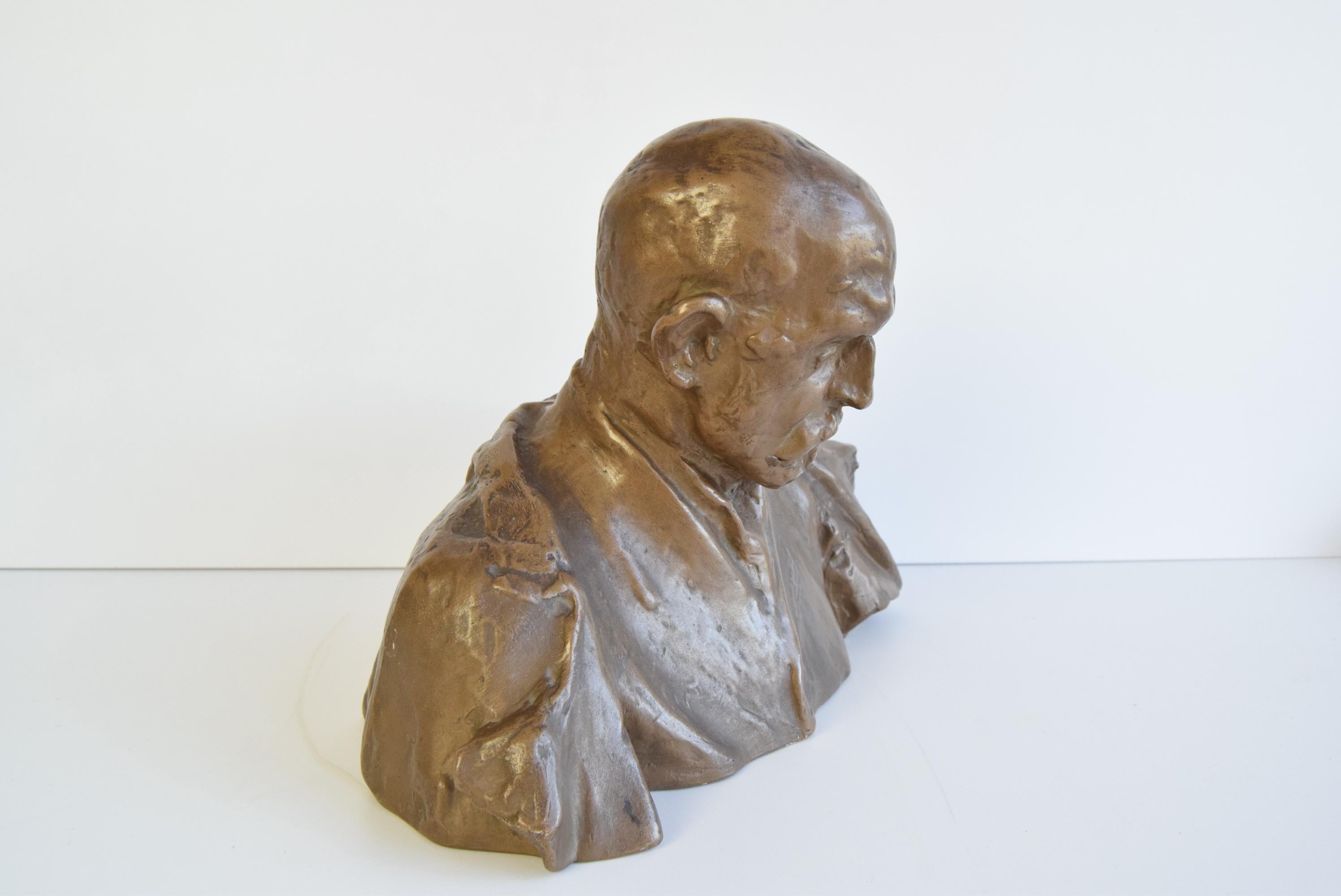 Mid-20th Century Mid-century Ceramic Statue/Bust Alois Jirásek, Signed Karel Pokorný,  circa 1950 For Sale