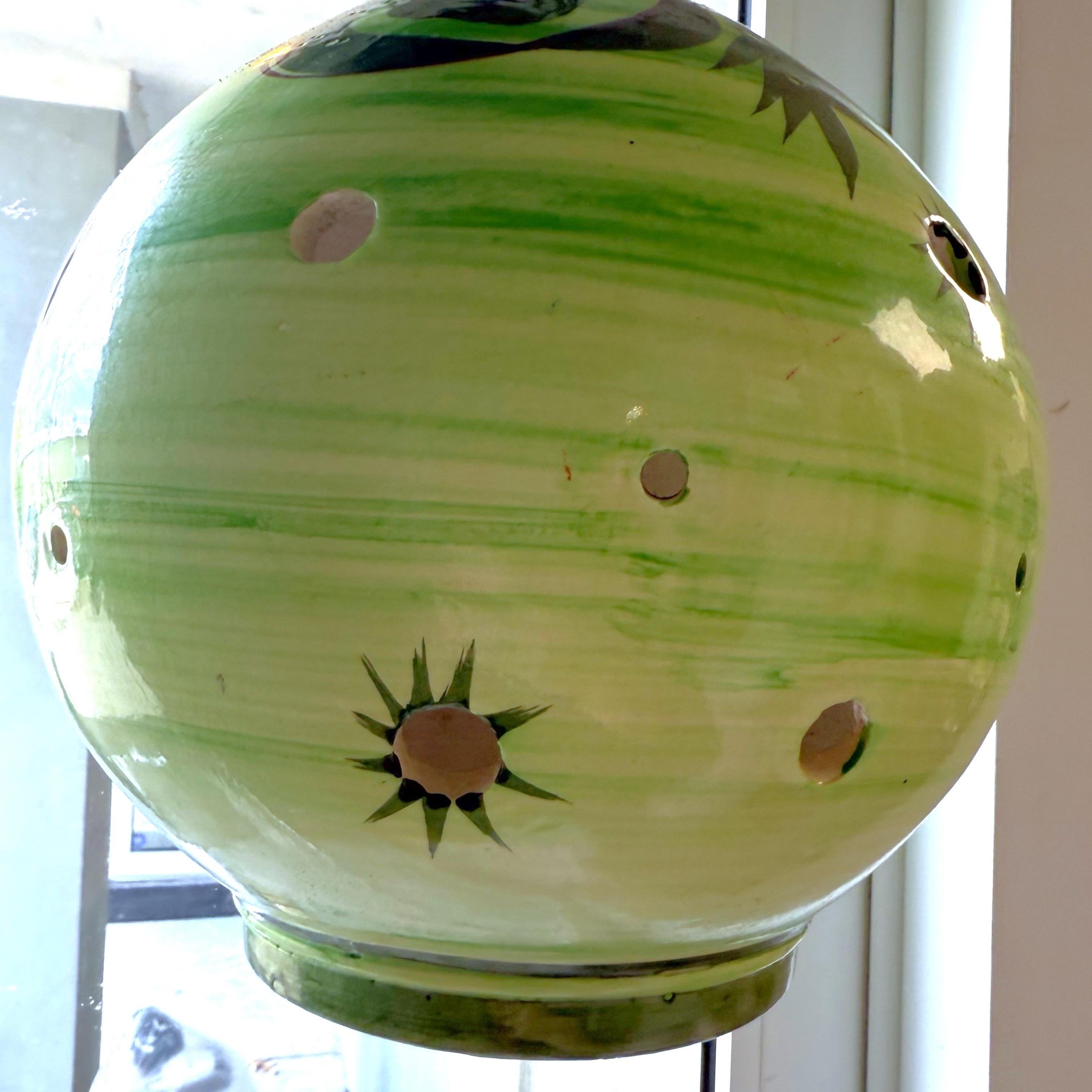 Mid-Century moderno Lampada a sospensione a stella verde in gres ceramico del metà del secolo scorso in vendita