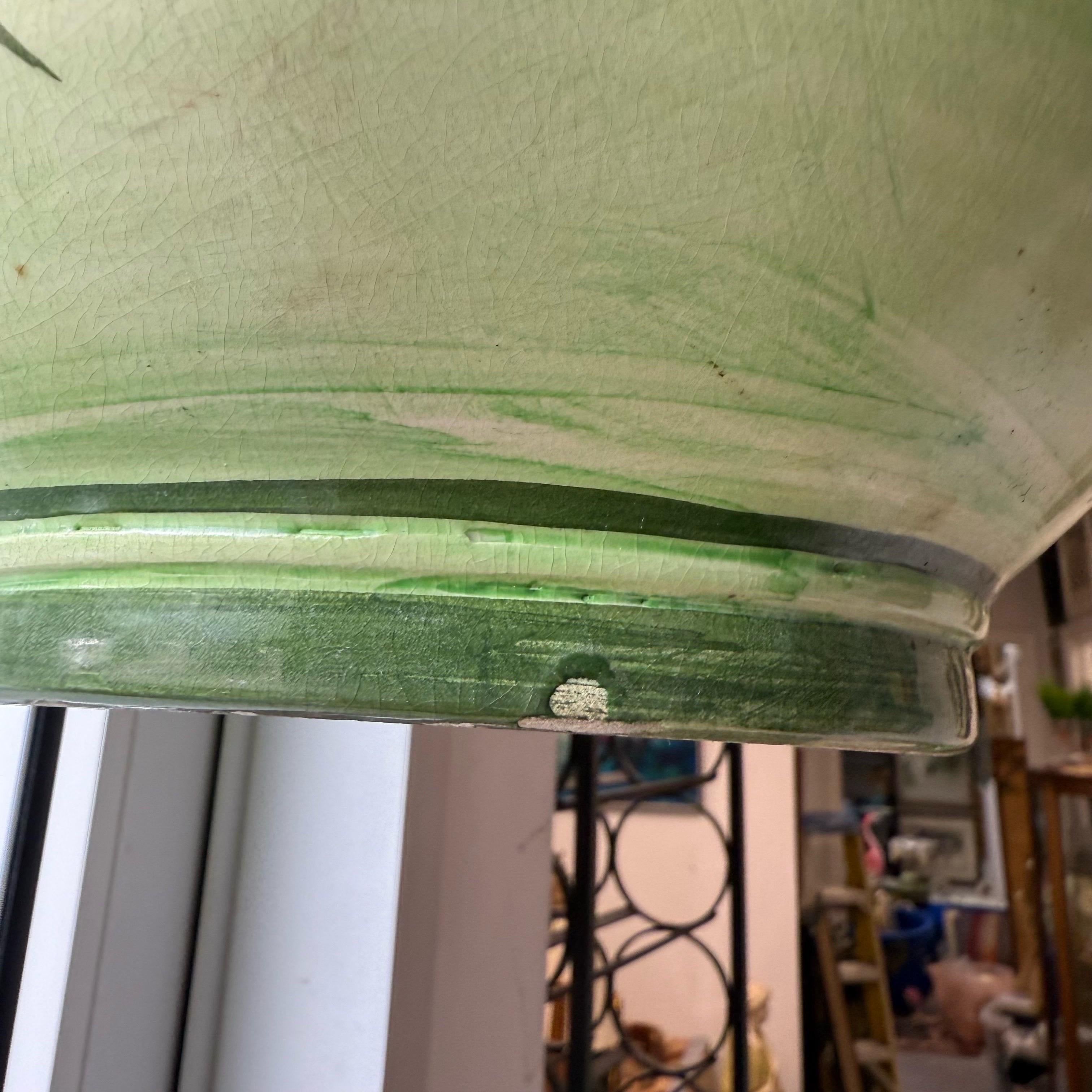 Tedesco Lampada a sospensione a stella verde in gres ceramico del metà del secolo scorso in vendita