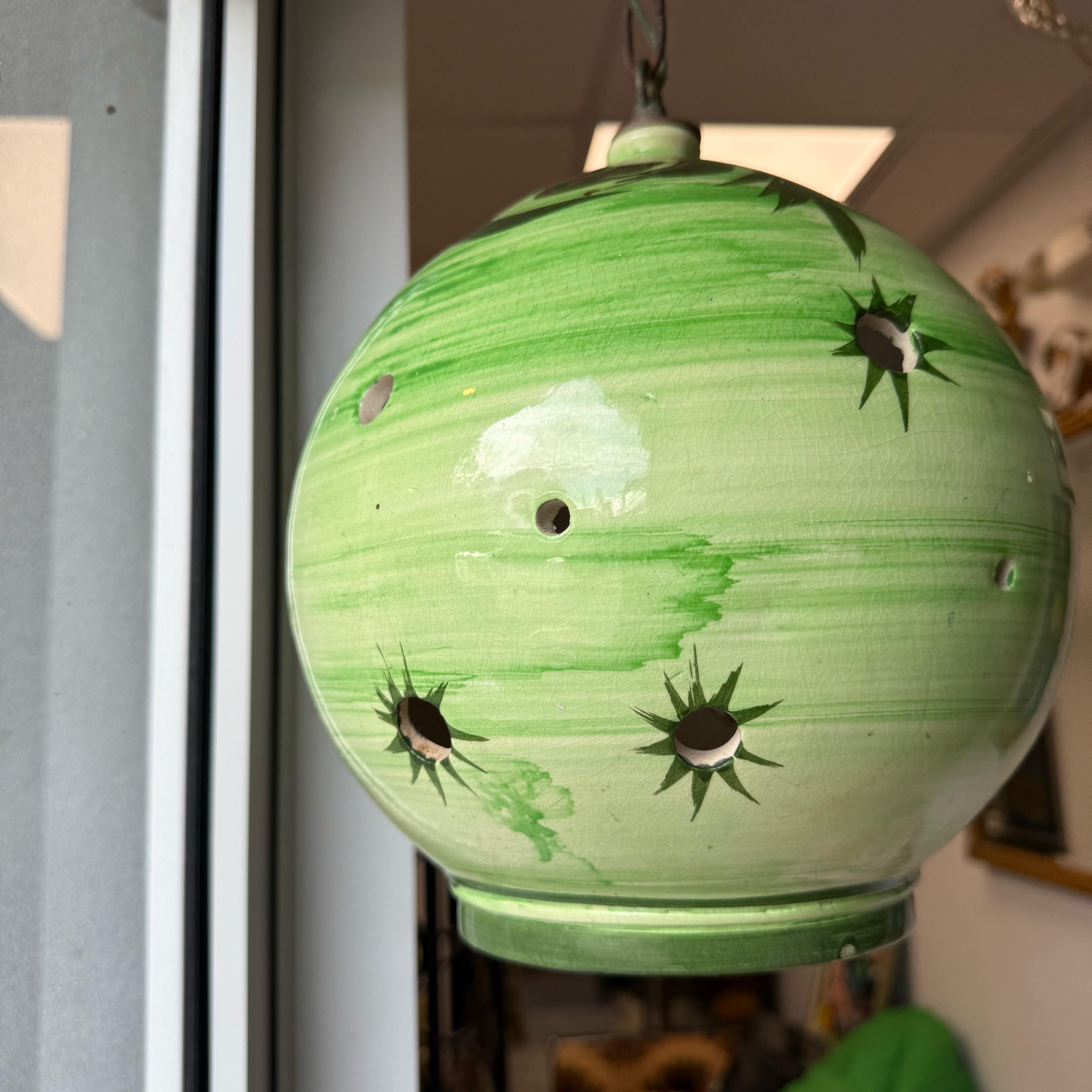 XX secolo Lampada a sospensione a stella verde in gres ceramico del metà del secolo scorso in vendita