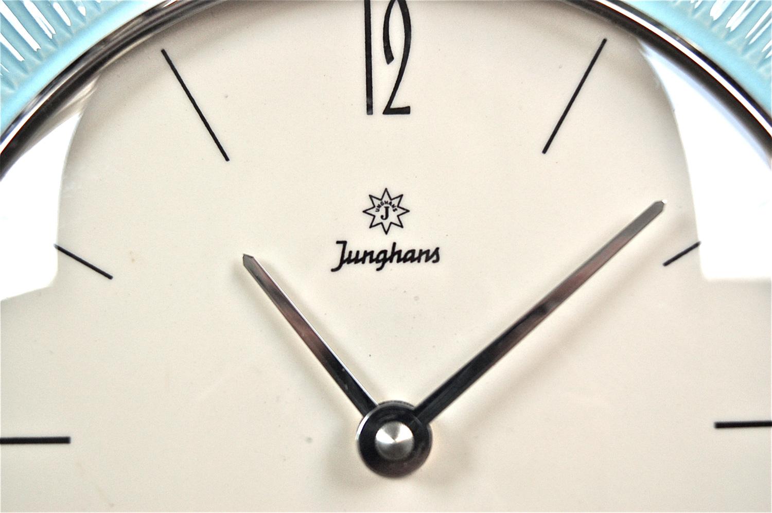 Glazed Midcentury Ceramic Sunburst Wall Clock by Junghans, 1960s, Germany For Sale