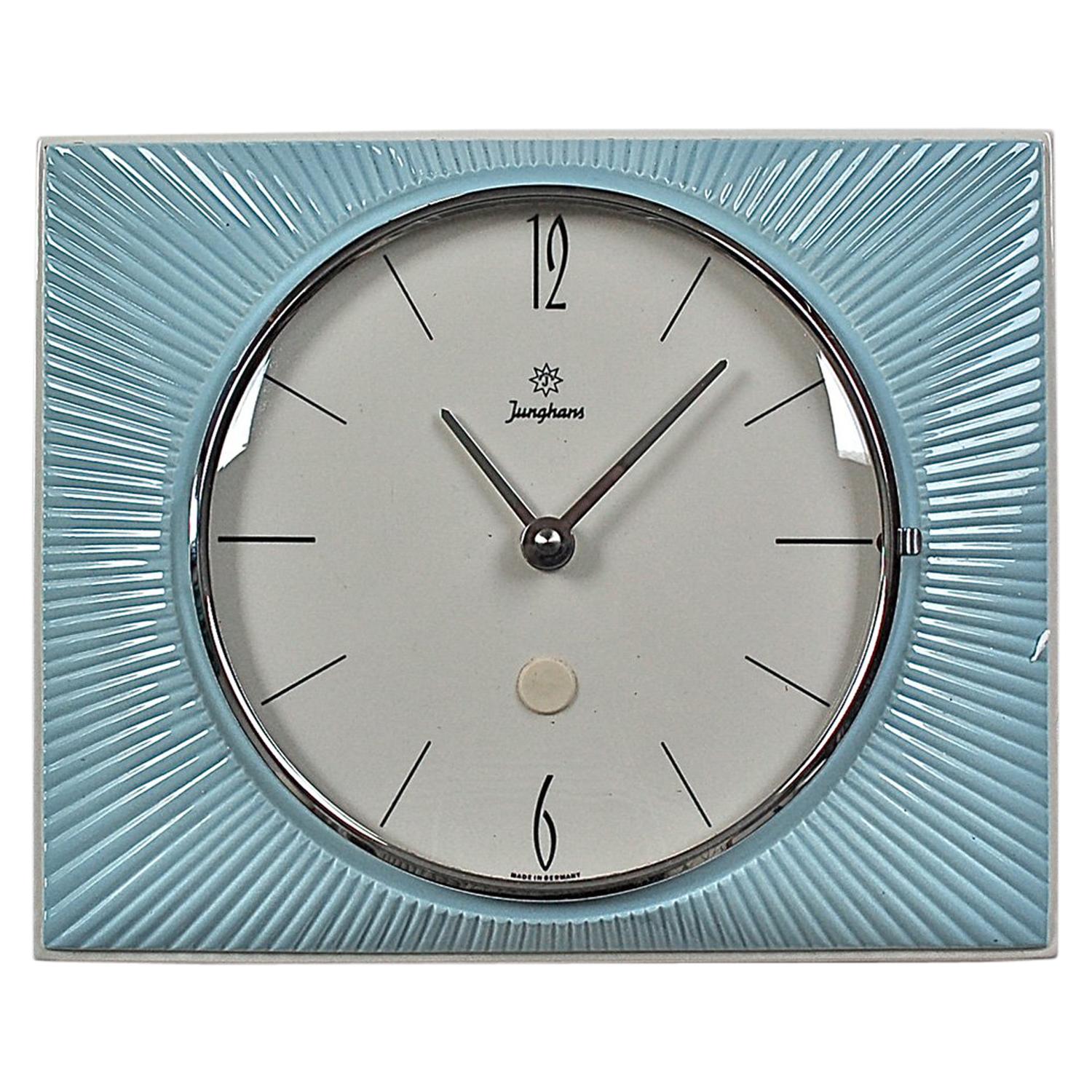 Midcentury Ceramic Sunburst Wall Clock by Junghans, 1960s, Germany For Sale