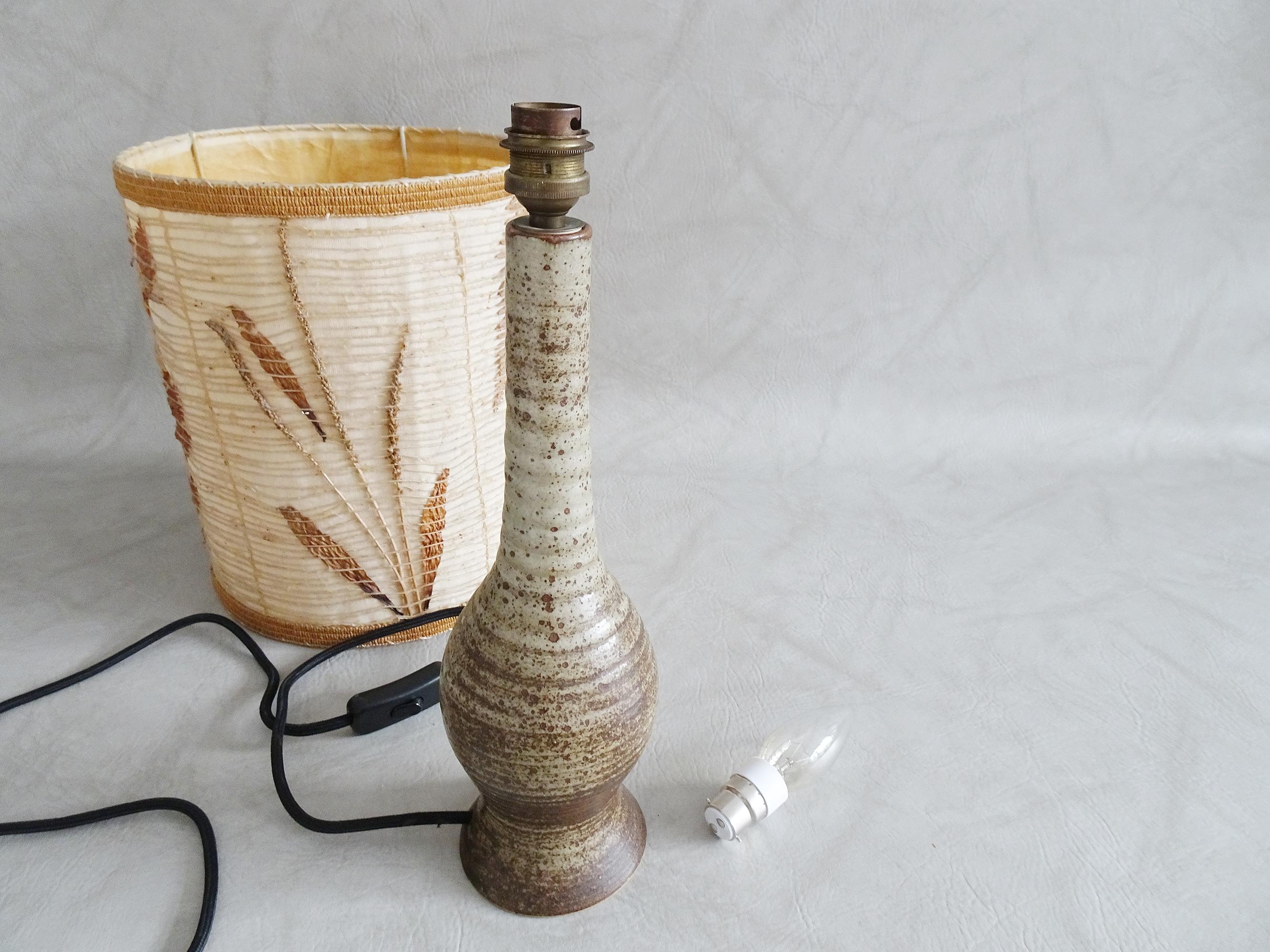 Pyrite Midcentury Ceramic Table Lamp by Jean Tessier Vallauris, France, 1960s For Sale
