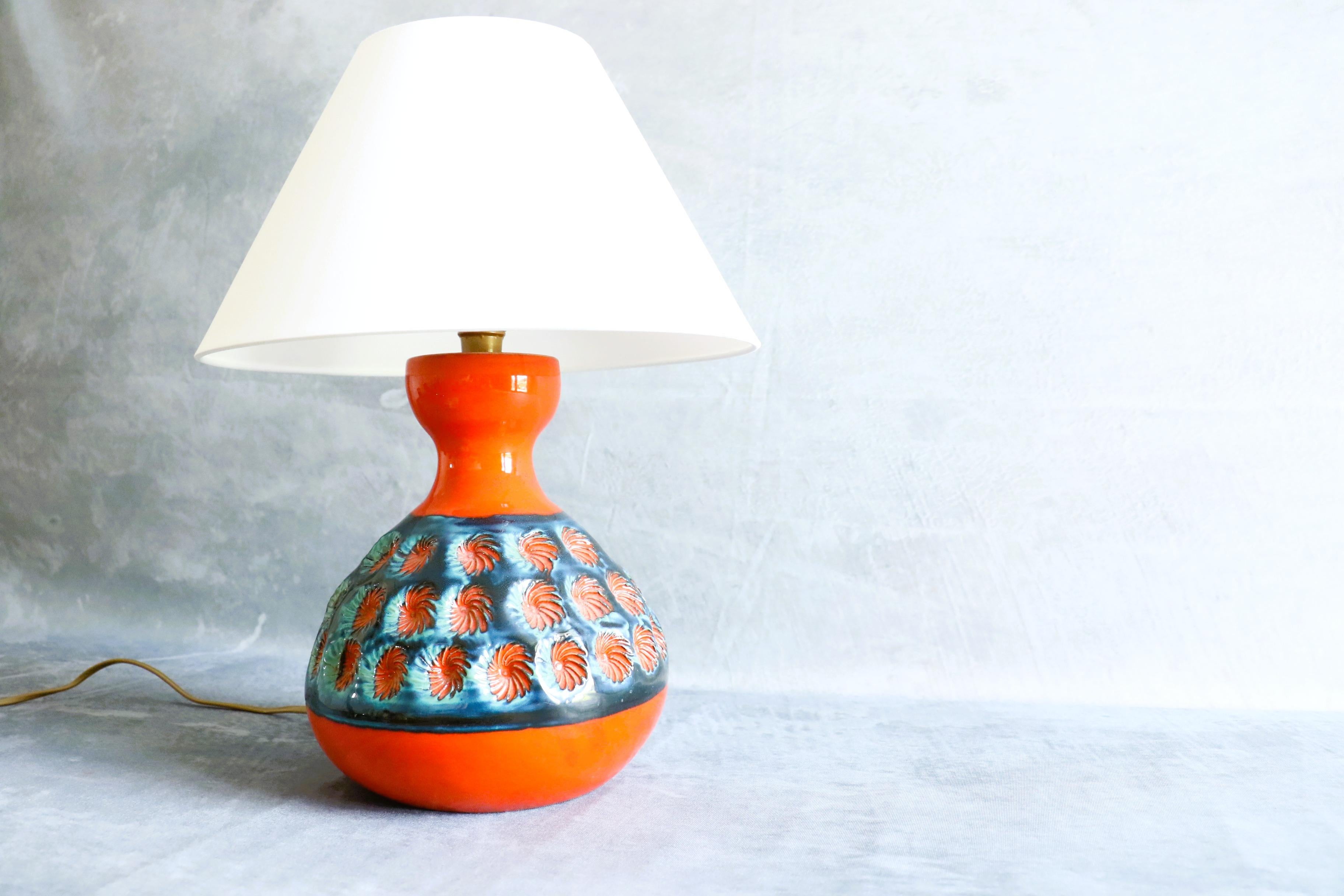 Italian Mid-Century Ceramic Table Lamp by Romacrea, Rome, Italy, 1960s For Sale