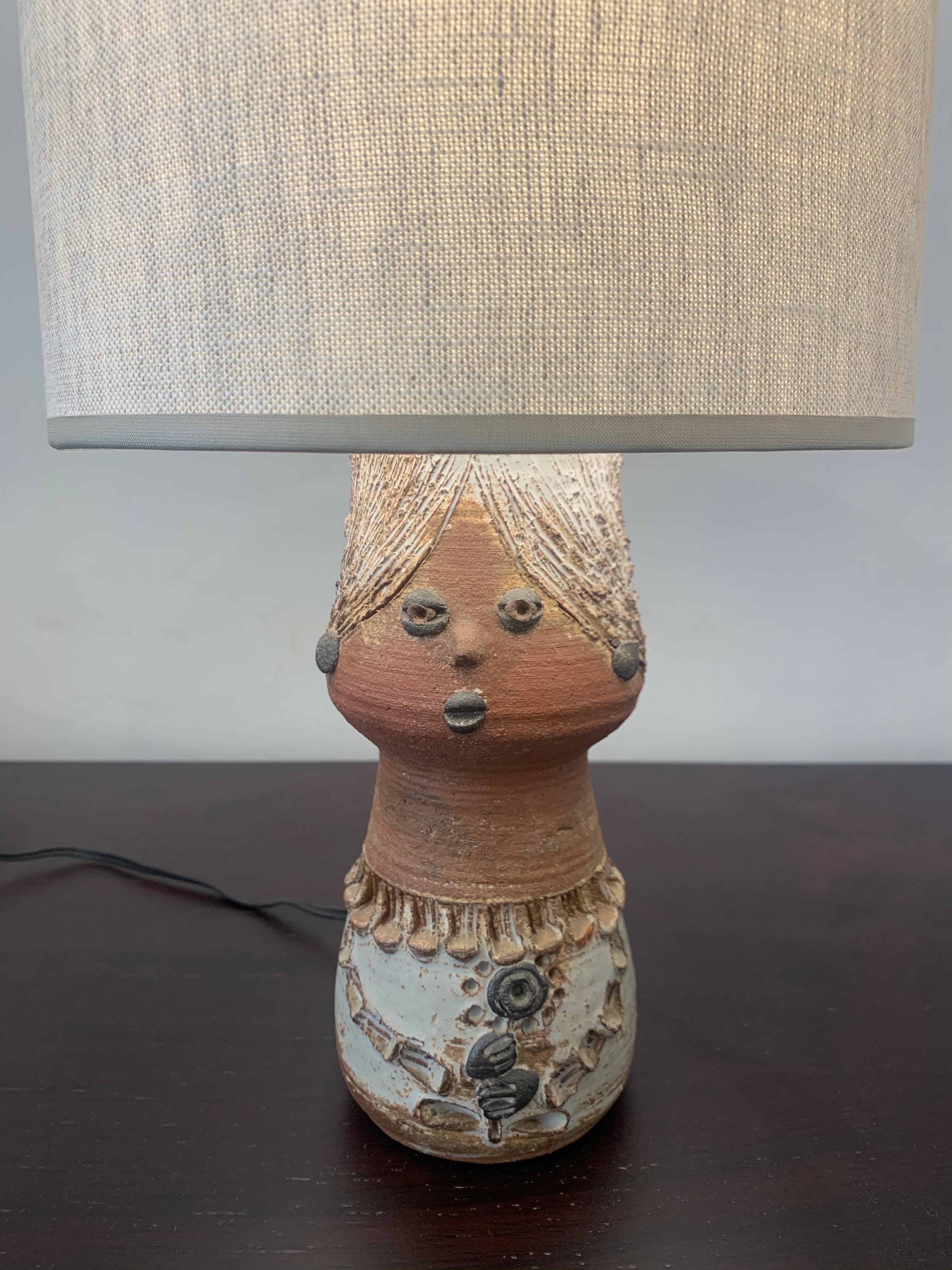 Mid-Century Ceramic Table Lamp by Thérèse Bataille, Dour Belgium For Sale 1