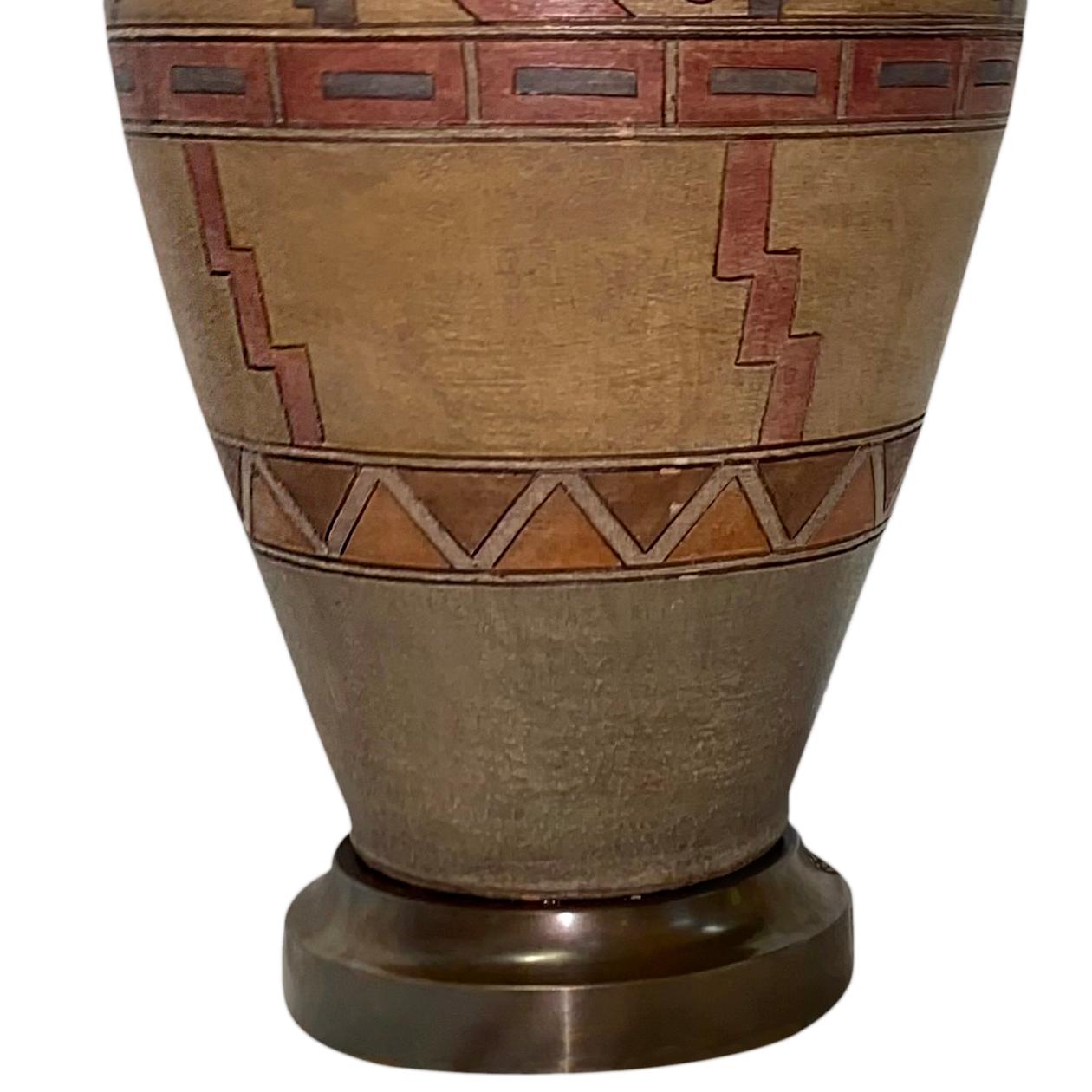 Keramik-Tischlampe aus der Jahrhundertmitte (Gemalt) im Angebot