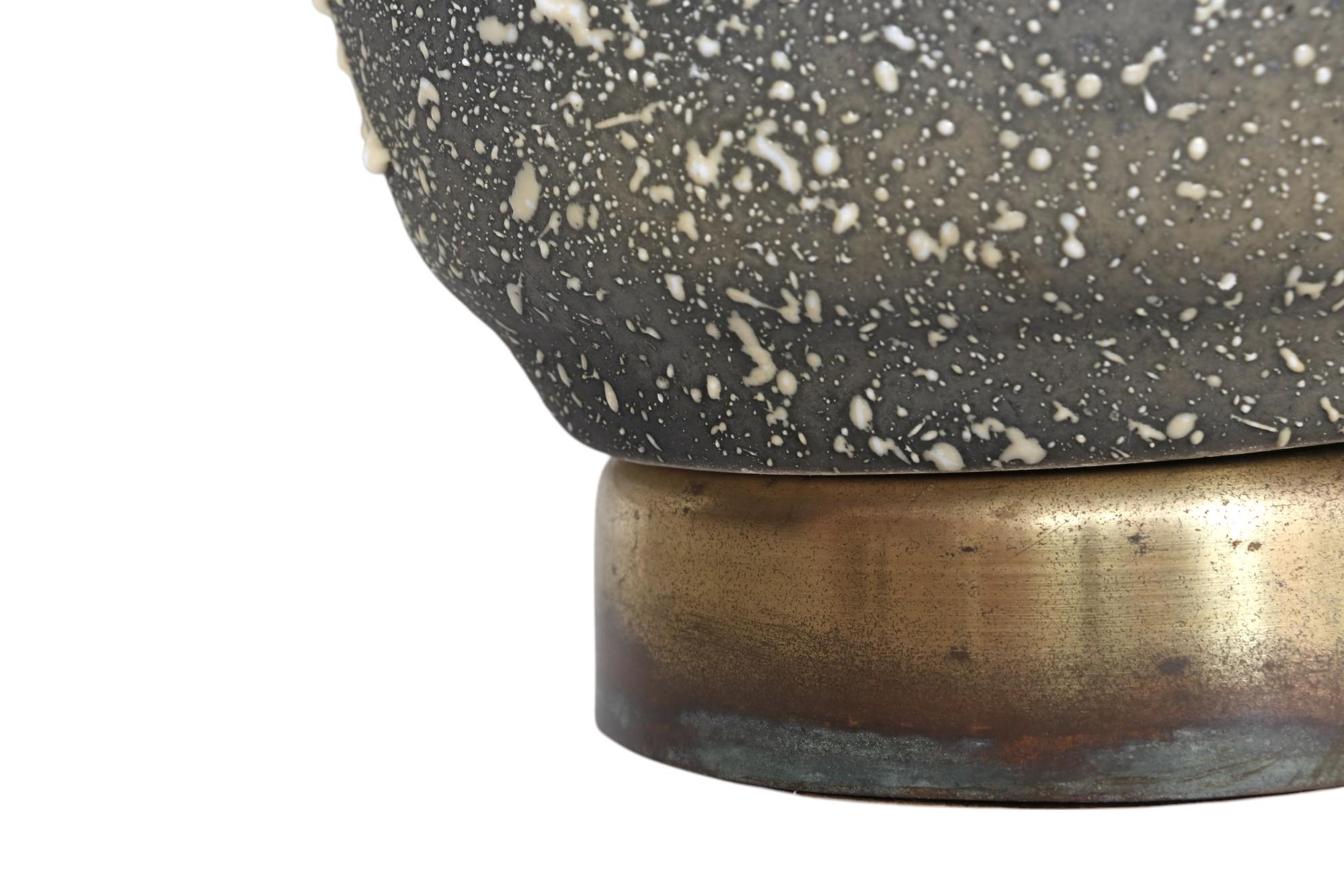 Brass Mid-Century Ceramic Table Lamp For Sale