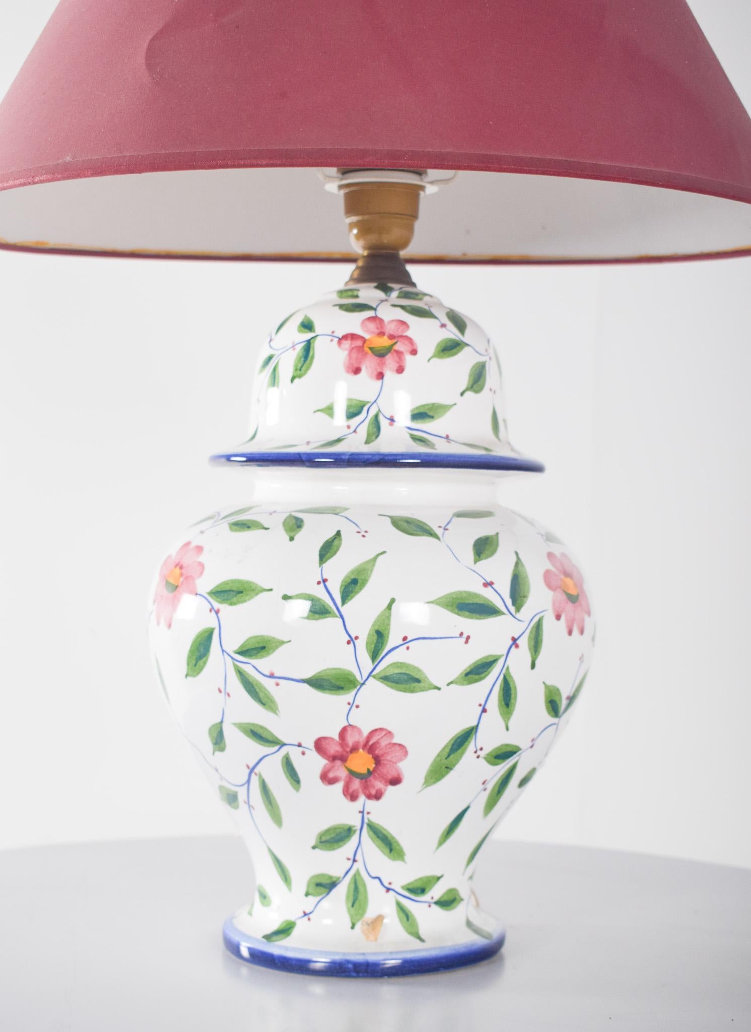 Portuguese Mid-Century Ceramic Table Lamp in the Shape of a Pot For Sale
