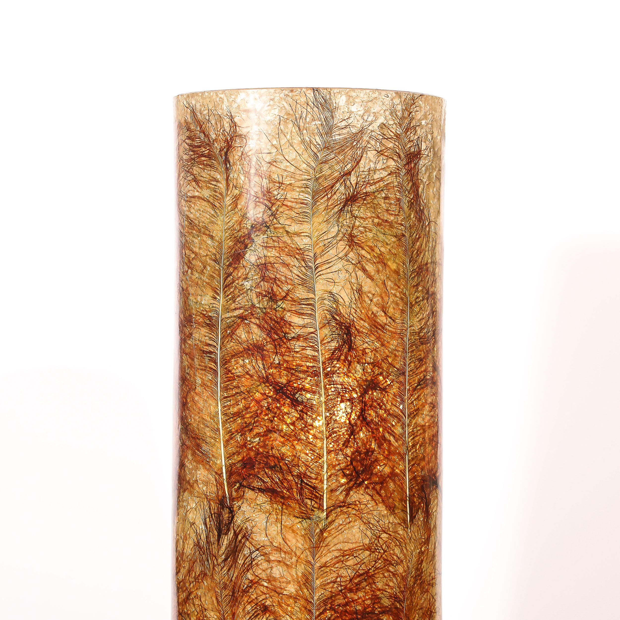 Mid-Century Ceramic Table Lamp W/ Naturalist Resin Shade & Illuminated Cutout In Excellent Condition For Sale In New York, NY
