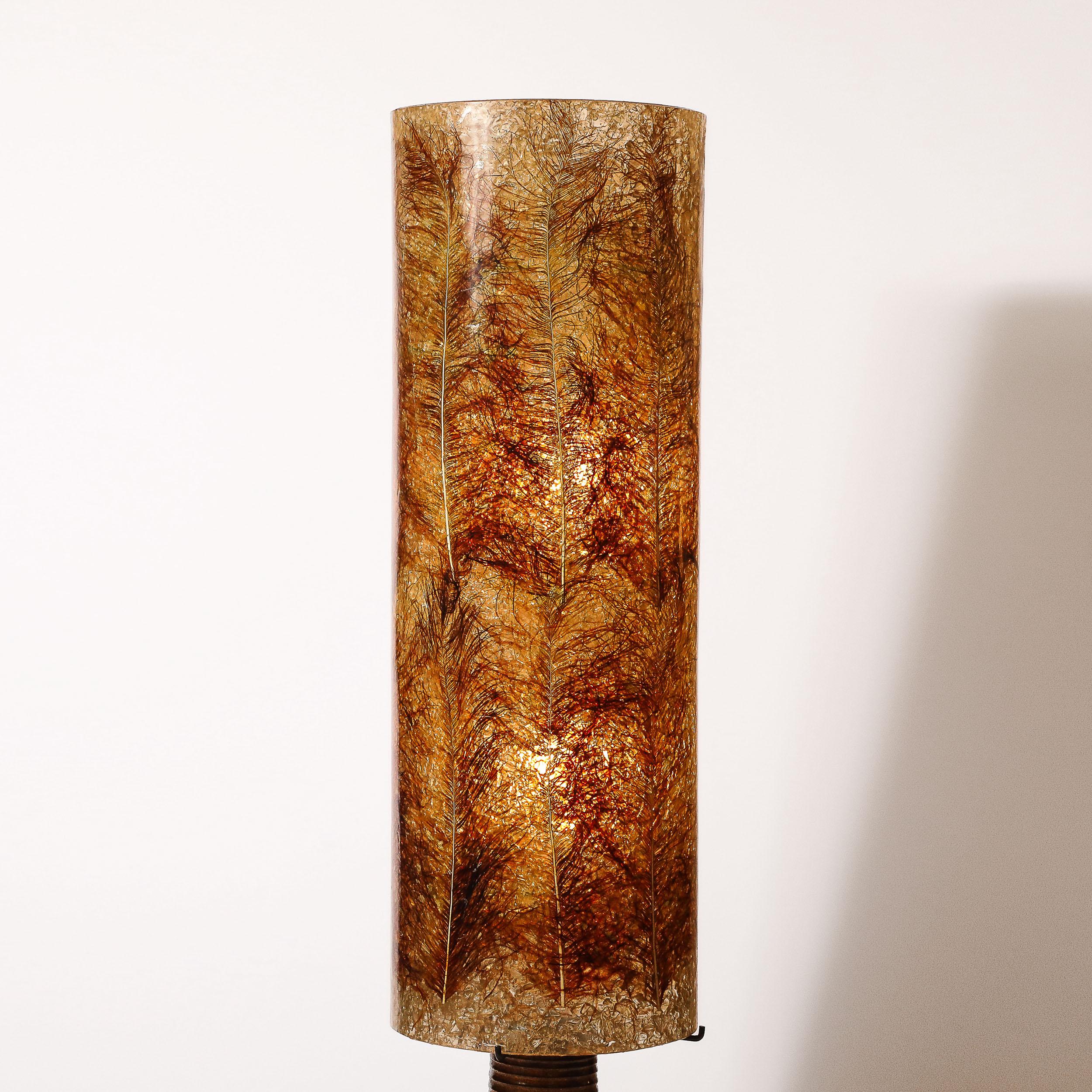 Mid-20th Century Mid-Century Ceramic Table Lamp W/ Naturalist Resin Shade & Illuminated Cutout For Sale