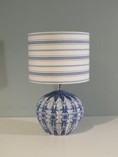 Mid century ceramic table lamp with custom-made lampshade.