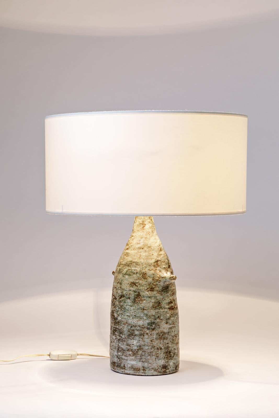 Midcentury Ceramic Table Lamp with Modern Form and Grey Color by JP Viot 1967 6