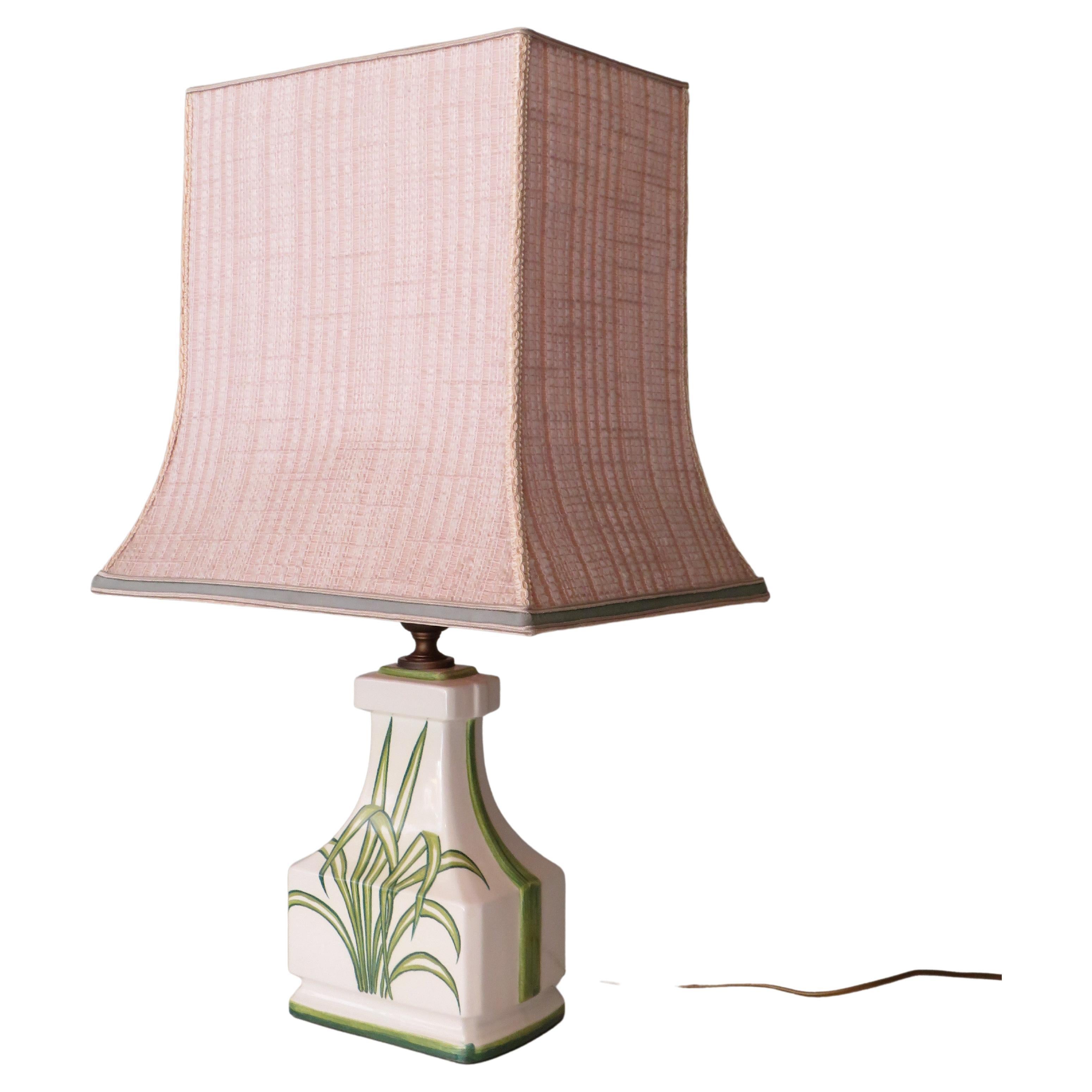 Mid-Century Ceramic Table Lamp with Pagoda Shaped Lampshade, France, 1960s For Sale