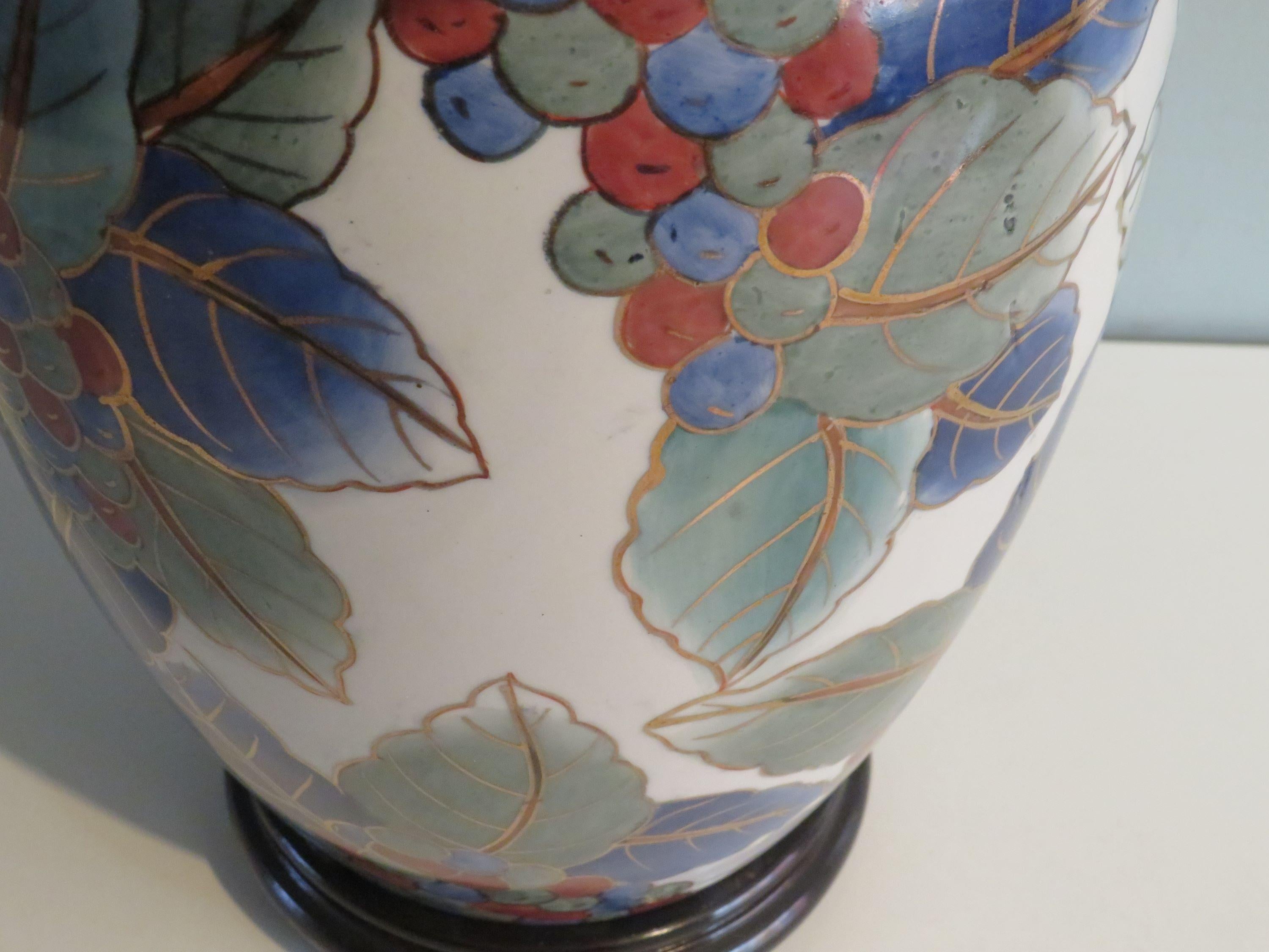 Keramik-Tischlampe aus der Mitte des Jahrhunderts mit Tangerine-Lampenschirm (Hollywood Regency) im Angebot