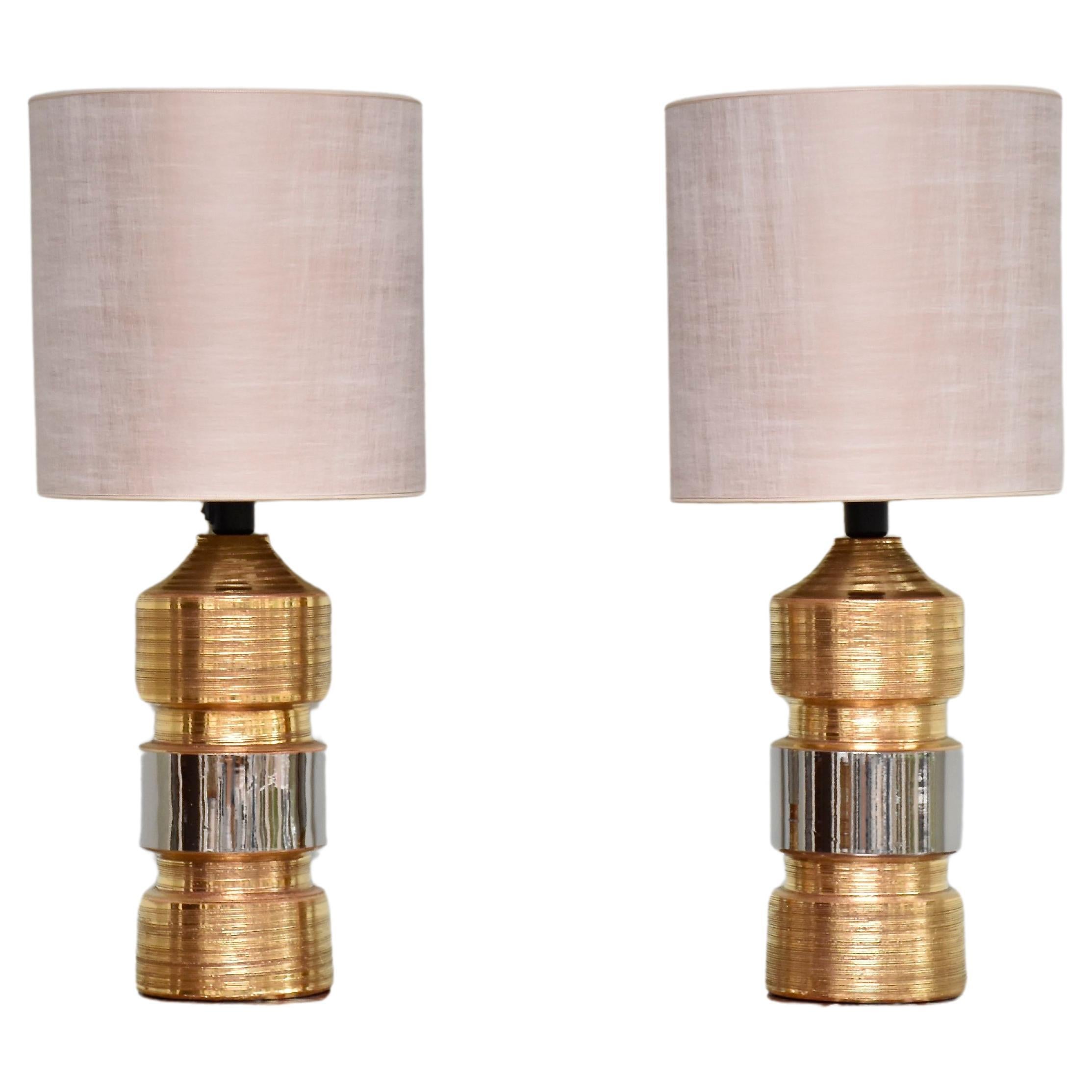 Mid-century ceramic table lamps by Bitossi for Bergboms For Sale