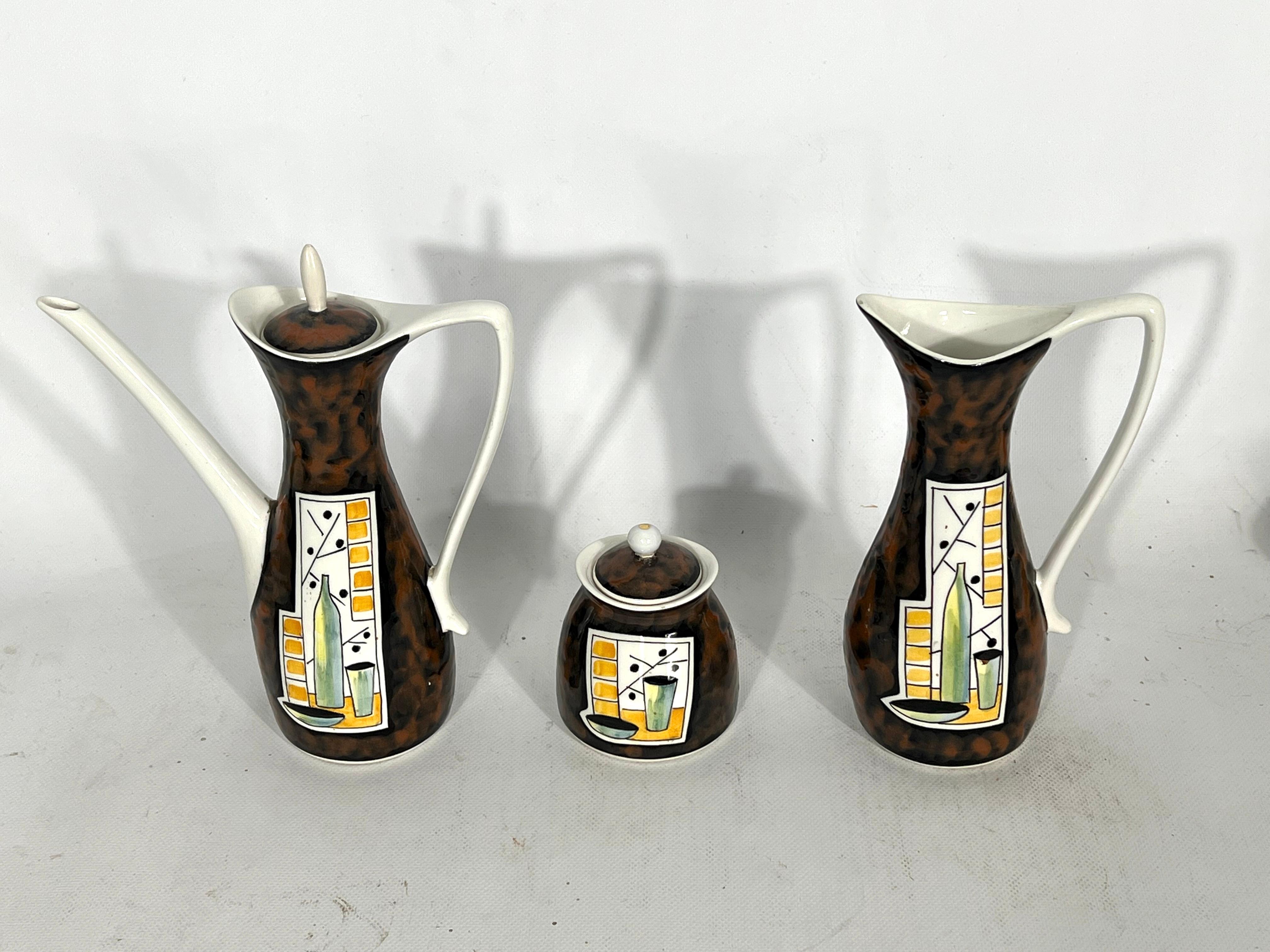 Mid-Century Ceramic Teapot Set by Alfa Ceramiche, Italy, 1950s For Sale 2