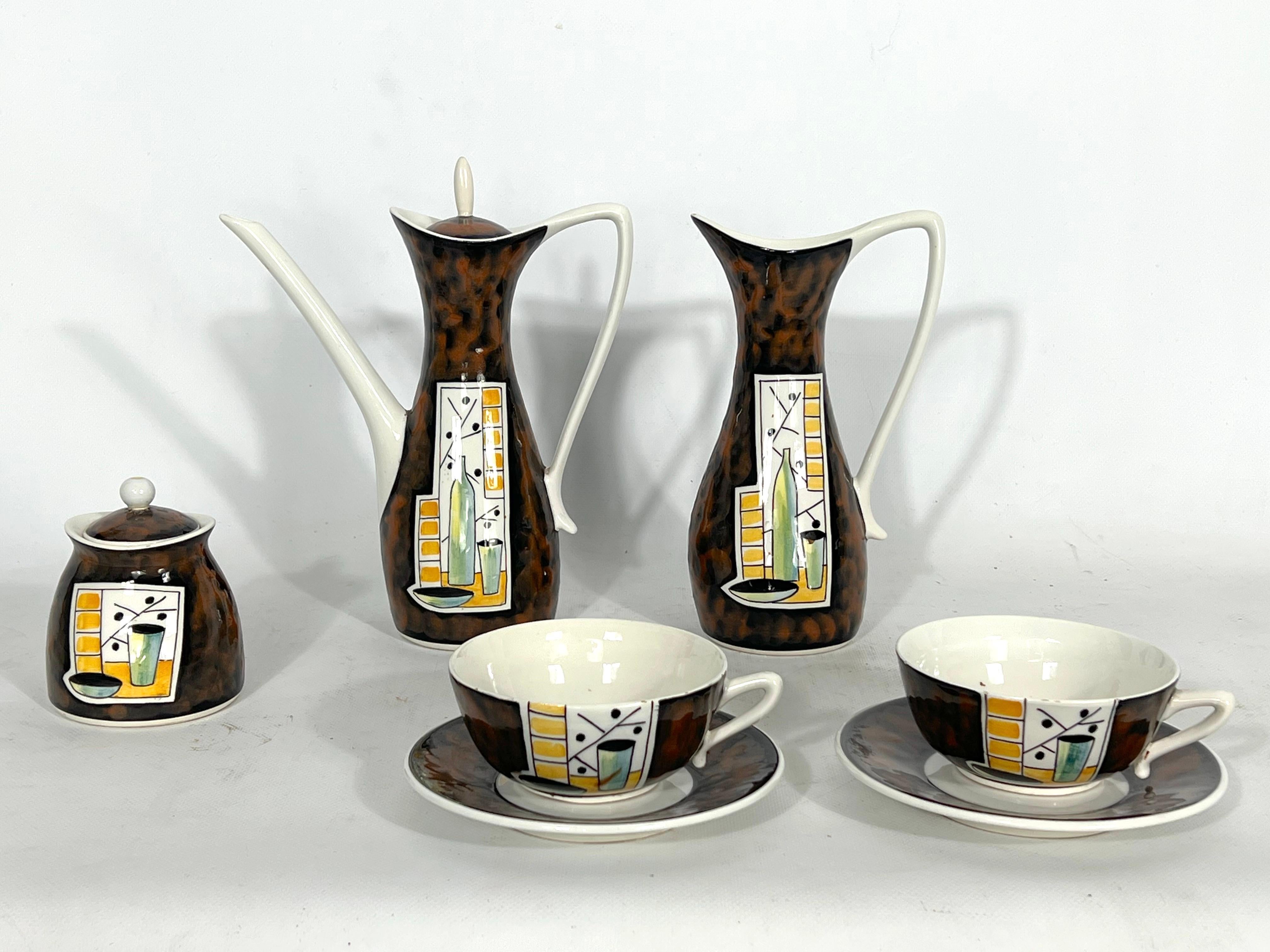 Mid-Century Ceramic Teapot Set by Alfa Ceramiche, Italy, 1950s For Sale 4