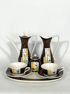 Mid-Century Ceramic Teapot Set by Alfa Ceramiche, Italy, 1950s