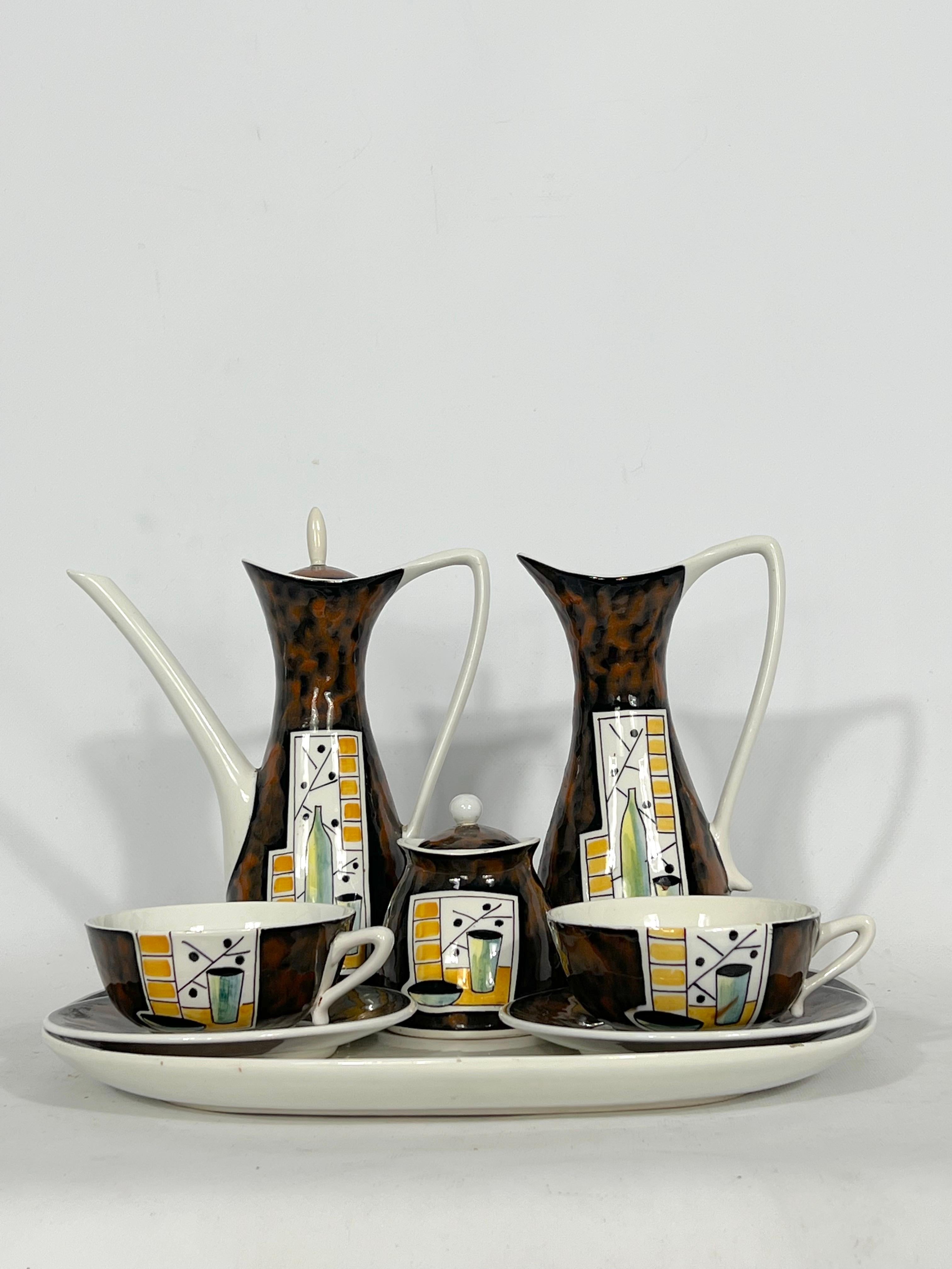 Mid-Century Modern Ensemble de théières en céramique du milieu du siècle par Alfa Ceramiche, Italie, années 1950 en vente