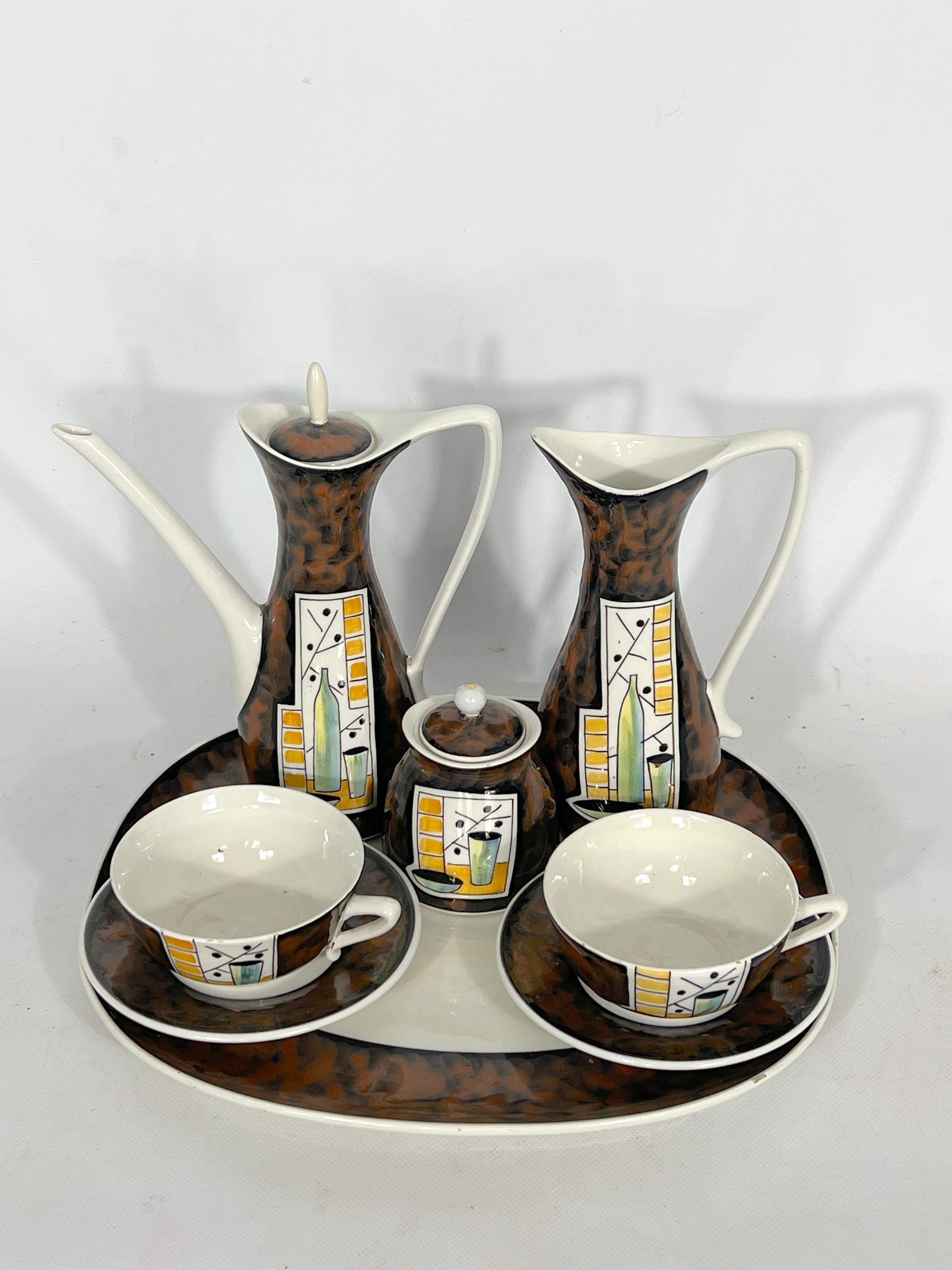 italien Ensemble de théières en céramique du milieu du siècle par Alfa Ceramiche, Italie, années 1950 en vente