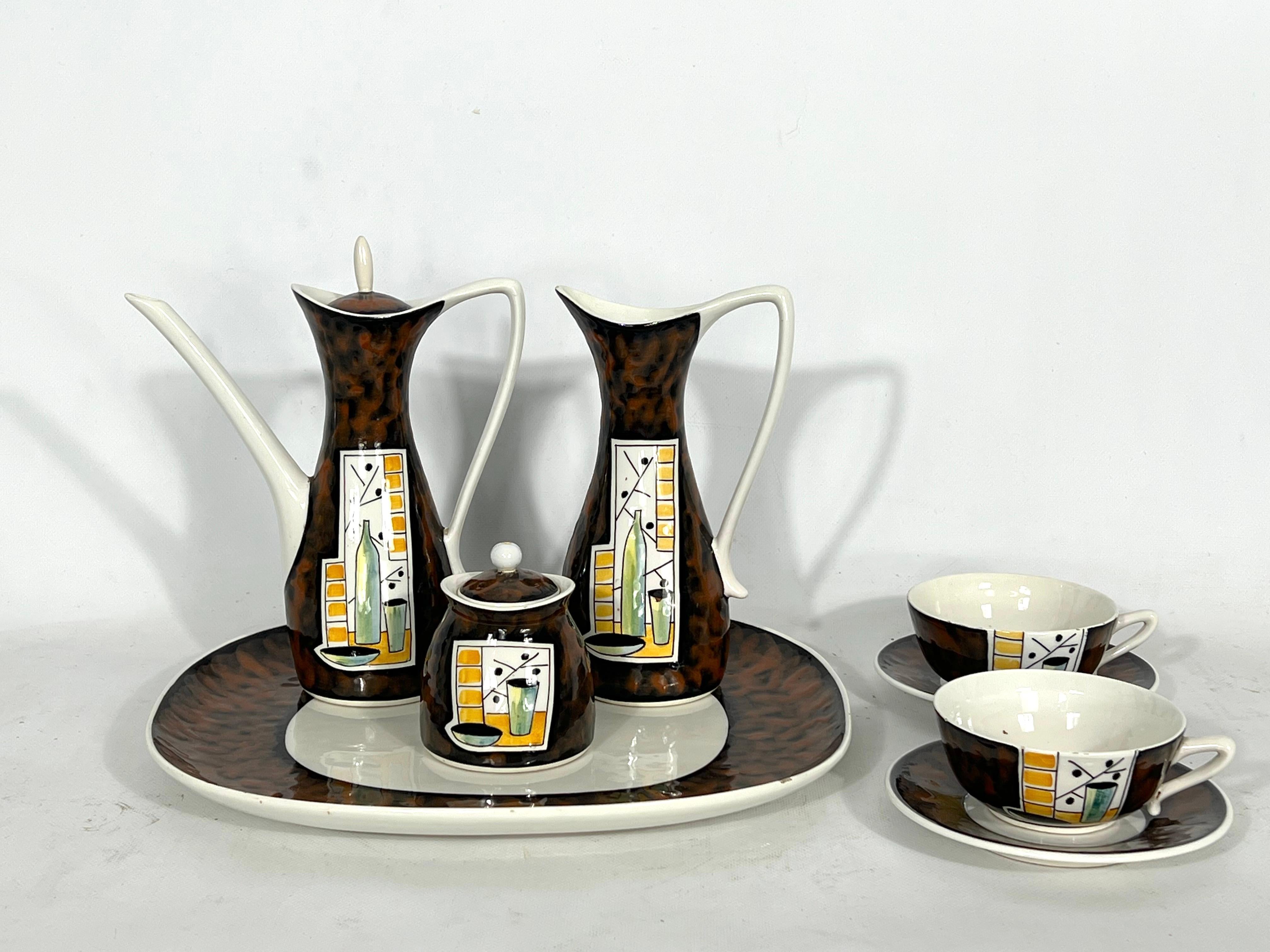 Mid-Century Ceramic Teapot Set by Alfa Ceramiche, Italy, 1950s In Good Condition For Sale In Catania, CT