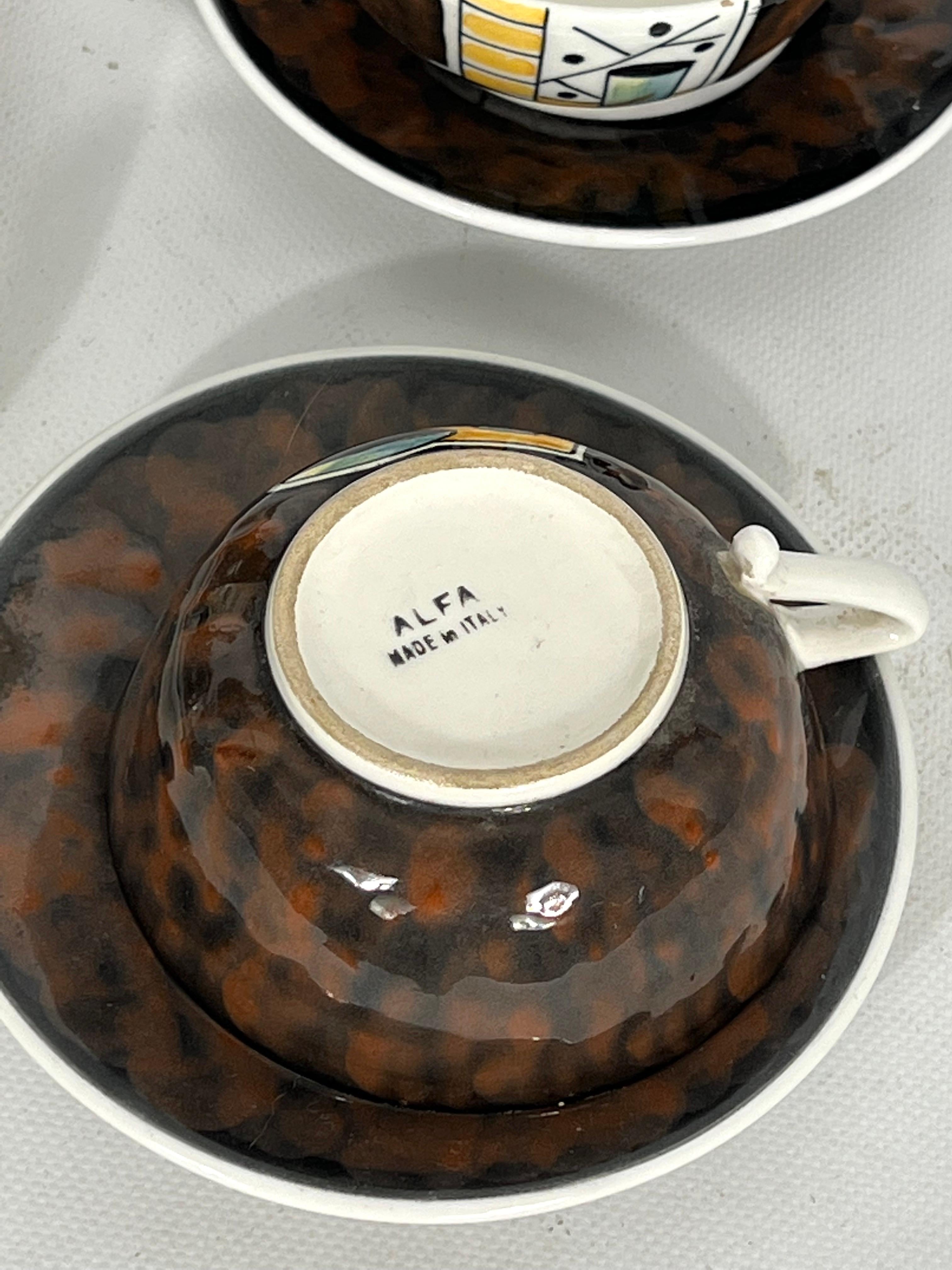 20th Century Mid-Century Ceramic Teapot Set by Alfa Ceramiche, Italy, 1950s For Sale