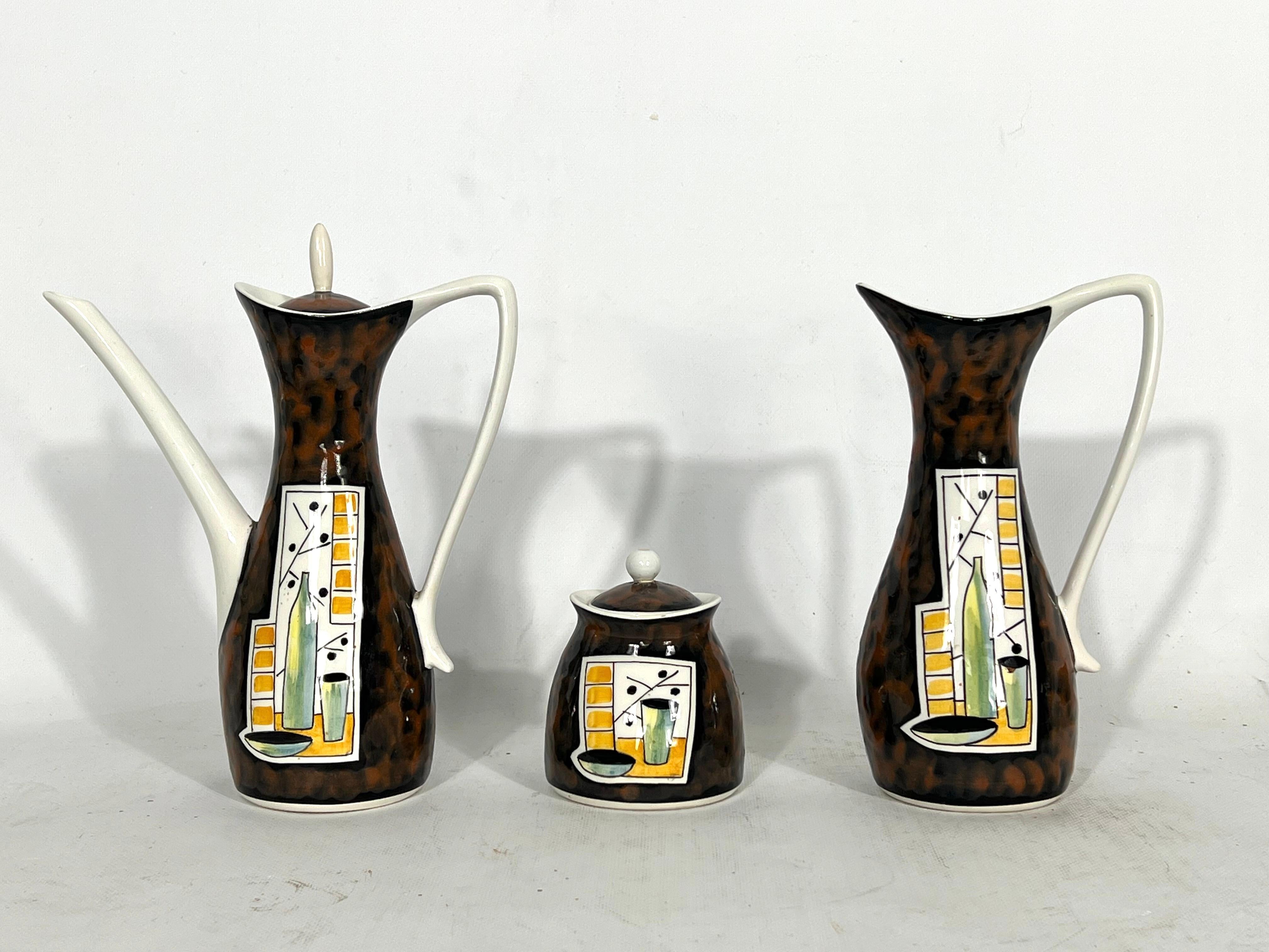 Mid-Century Ceramic Teapot Set by Alfa Ceramiche, Italy, 1950s For Sale 1