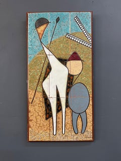 Mid-Century Ceramic Tile Wall Plaque of Don Quixote by Danos, Greece, 1960s