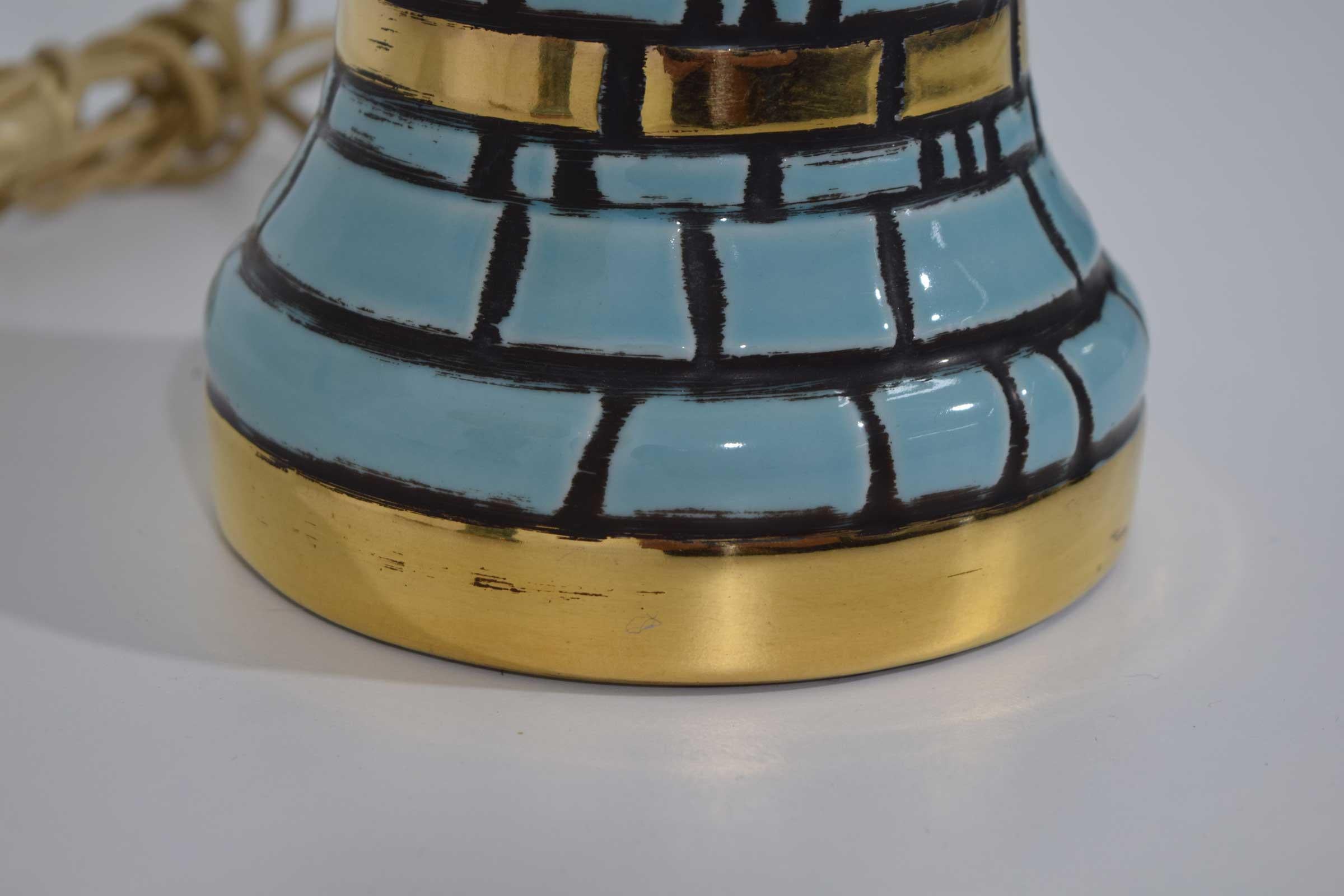 American Midcentury Ceramic Tiled Lamps in Turquoise and Gold