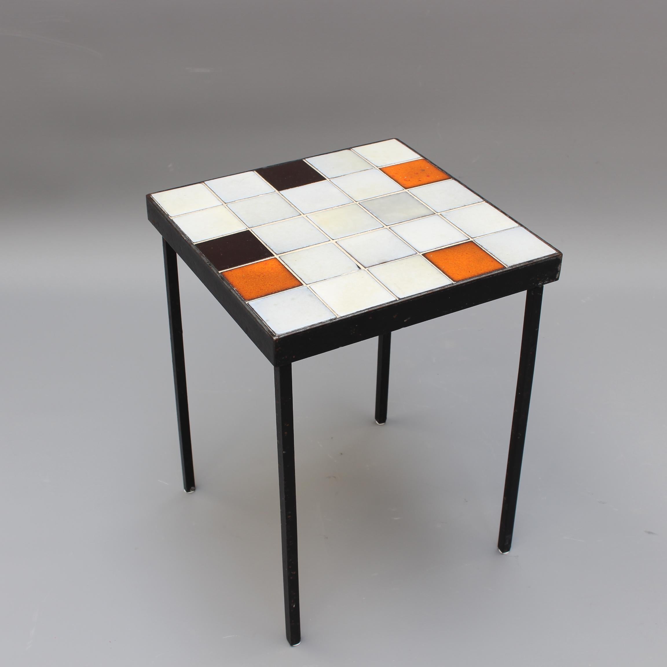 French Midcentury Ceramic Tiled Side Table by Mado Jolain 'circa 1950s'