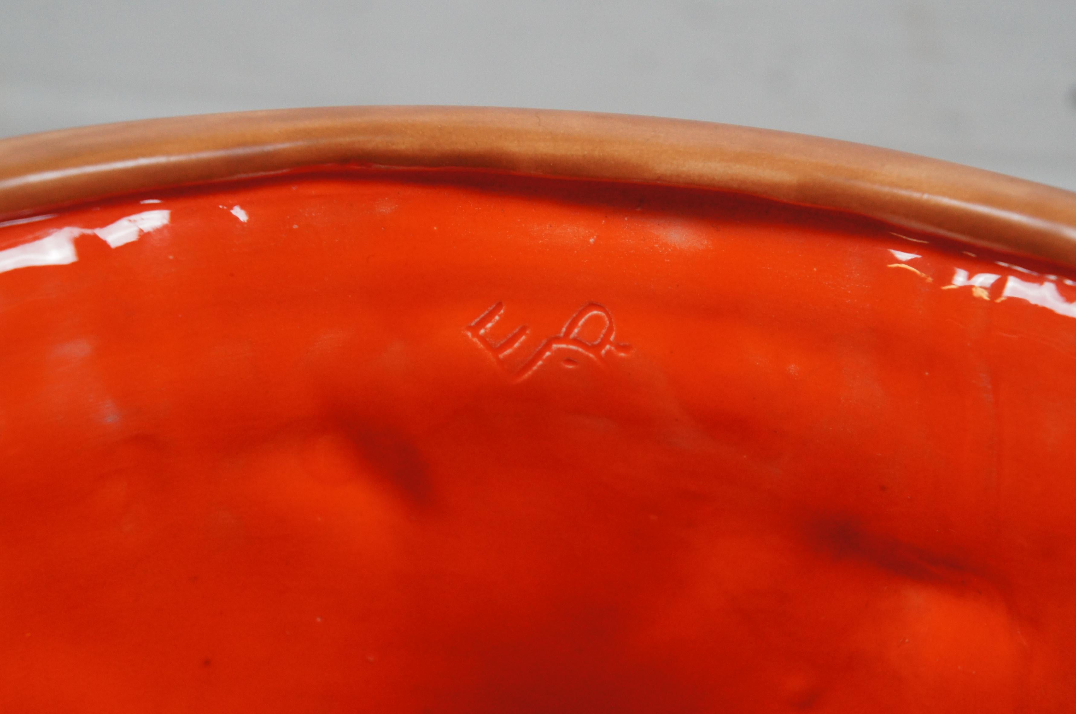 20th Century Mid Century Ceramic Umbrella Cane Stand Raspberries Orange Brown 19