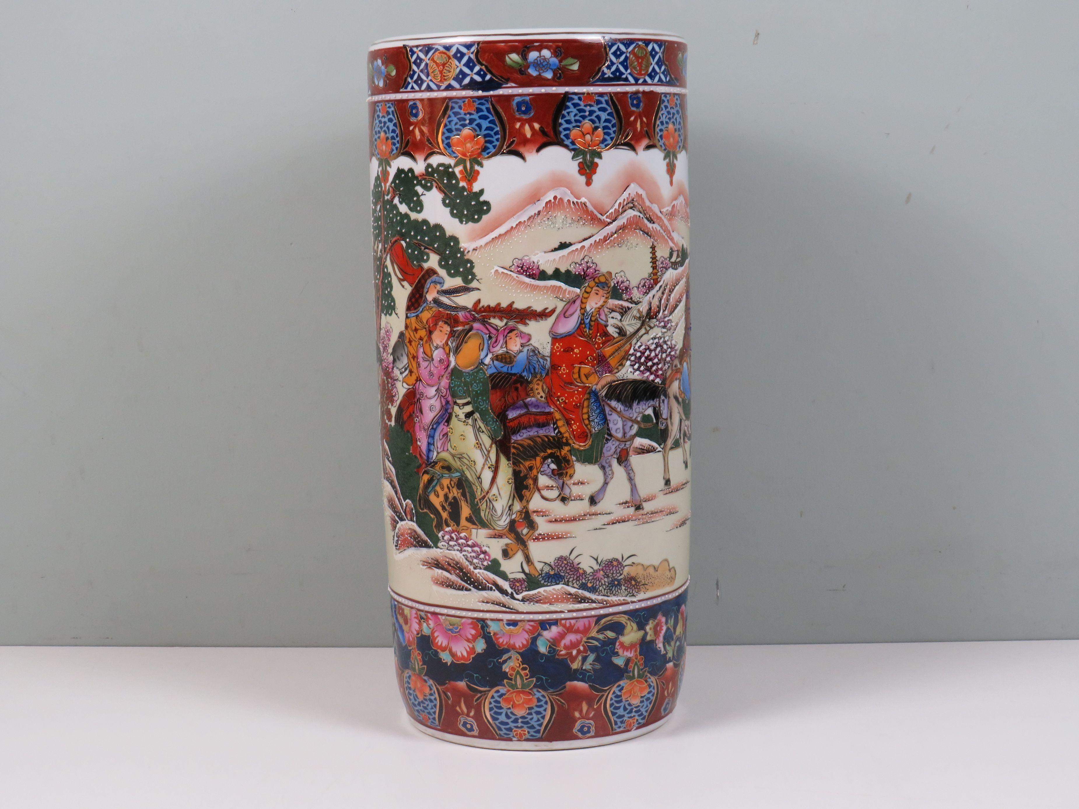 Exportation chinoise Porte-parapluie en céramique du milieu du siècle 1950-1970 en vente