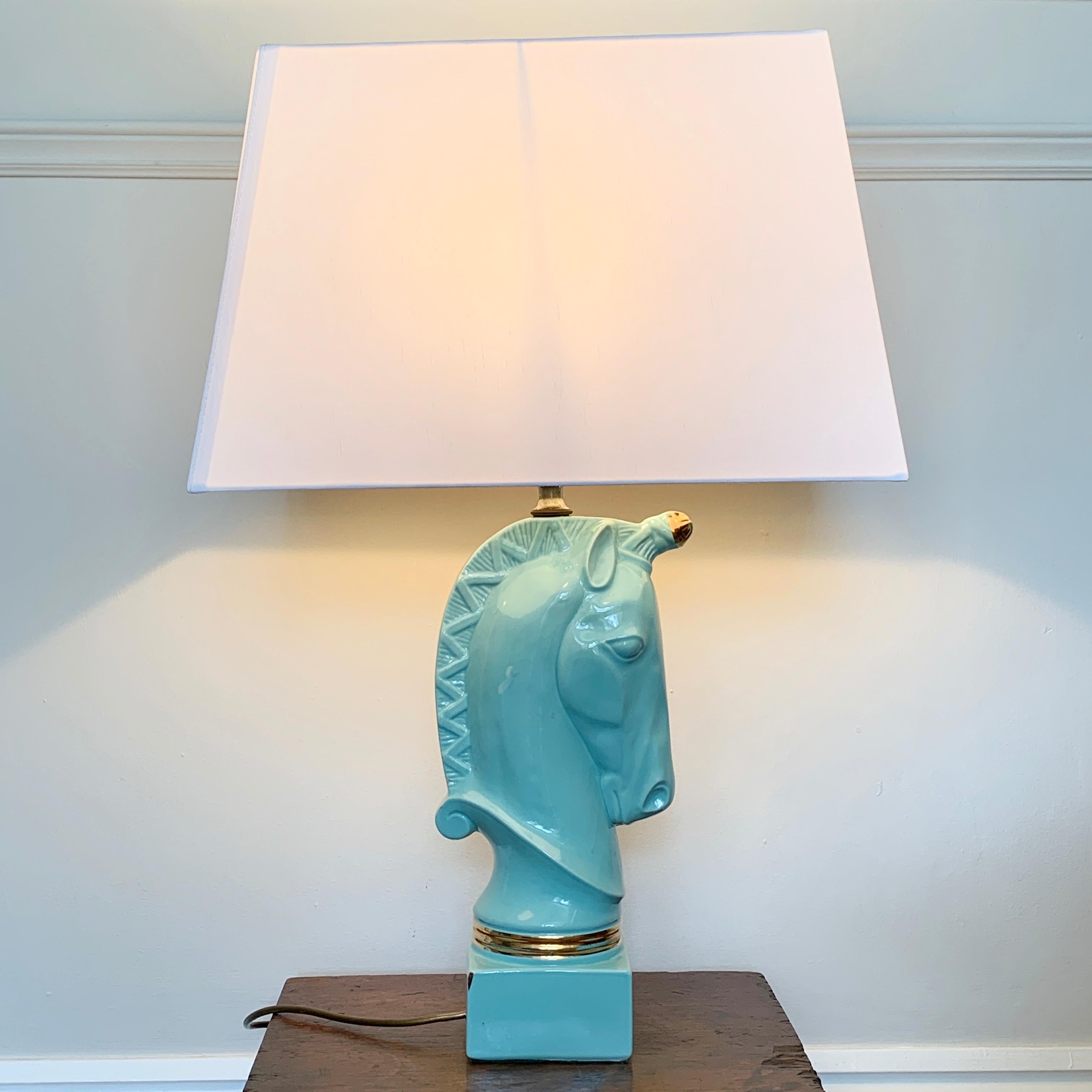 Mid-Century Modern Mid Century Ceramic Unicorn, Horse Head Table Lamp, 1950s