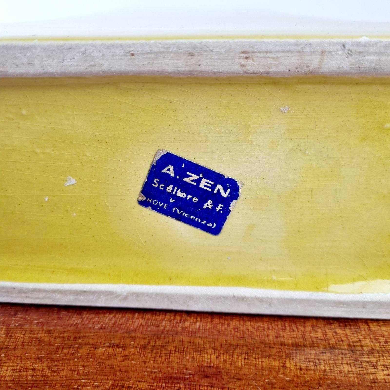 Mid-Century Modern Vase en céramique du milieu du siècle de couleur moutarde par Antonio Zen, Italie années 70 en vente