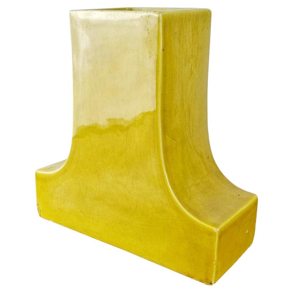 Mid Century Ceramic Vase in Mustard Color by Antonio Zen, Italy 70s