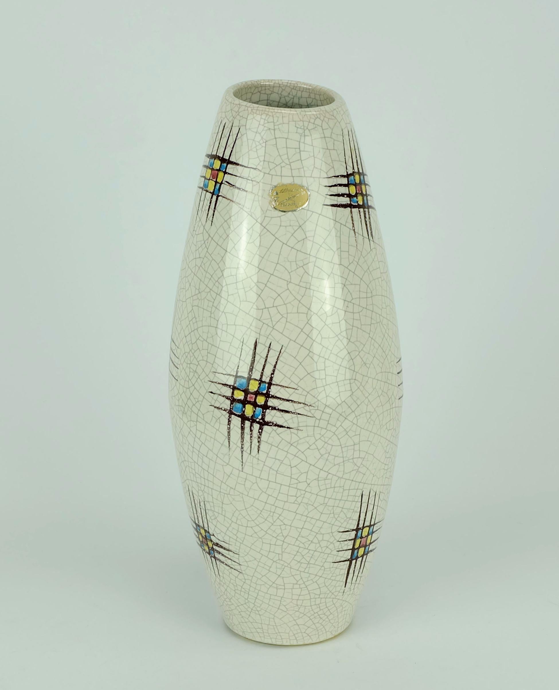 VASO de cerámica de mediados de siglo silberdistel decoración abstracta esmalte craquelé 125/30 WPG Moderno de mediados de siglo en venta
