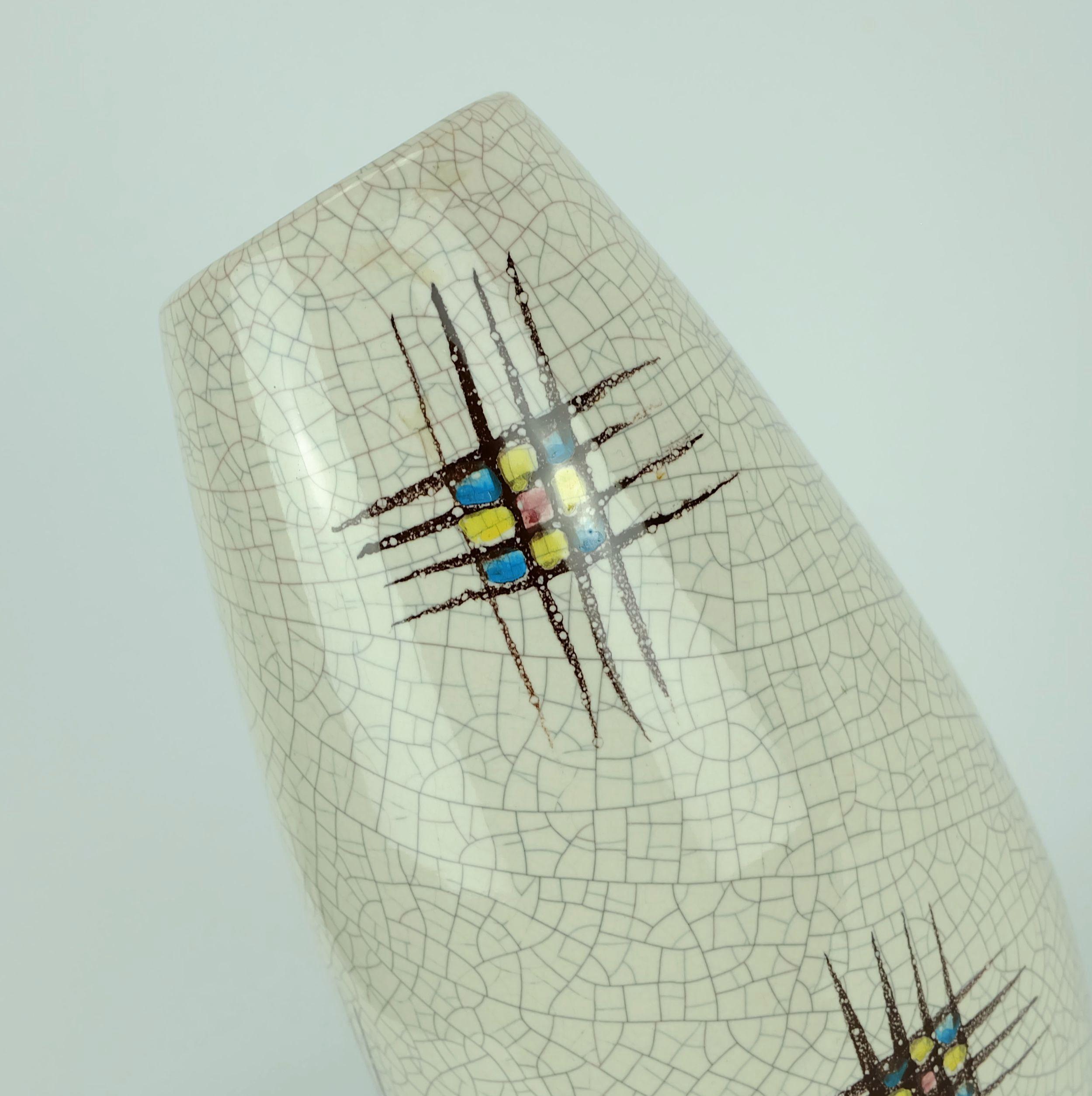 VASO de cerámica de mediados de siglo silberdistel decoración abstracta esmalte craquelé 125/30 WPG mediados del siglo XX en venta