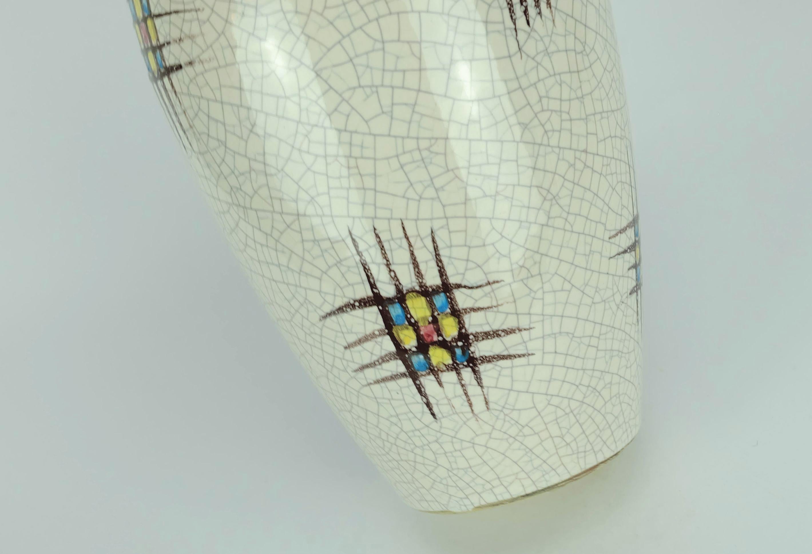 VASO de cerámica de mediados de siglo silberdistel decoración abstracta esmalte craquelé 125/30 WPG Cerámico en venta