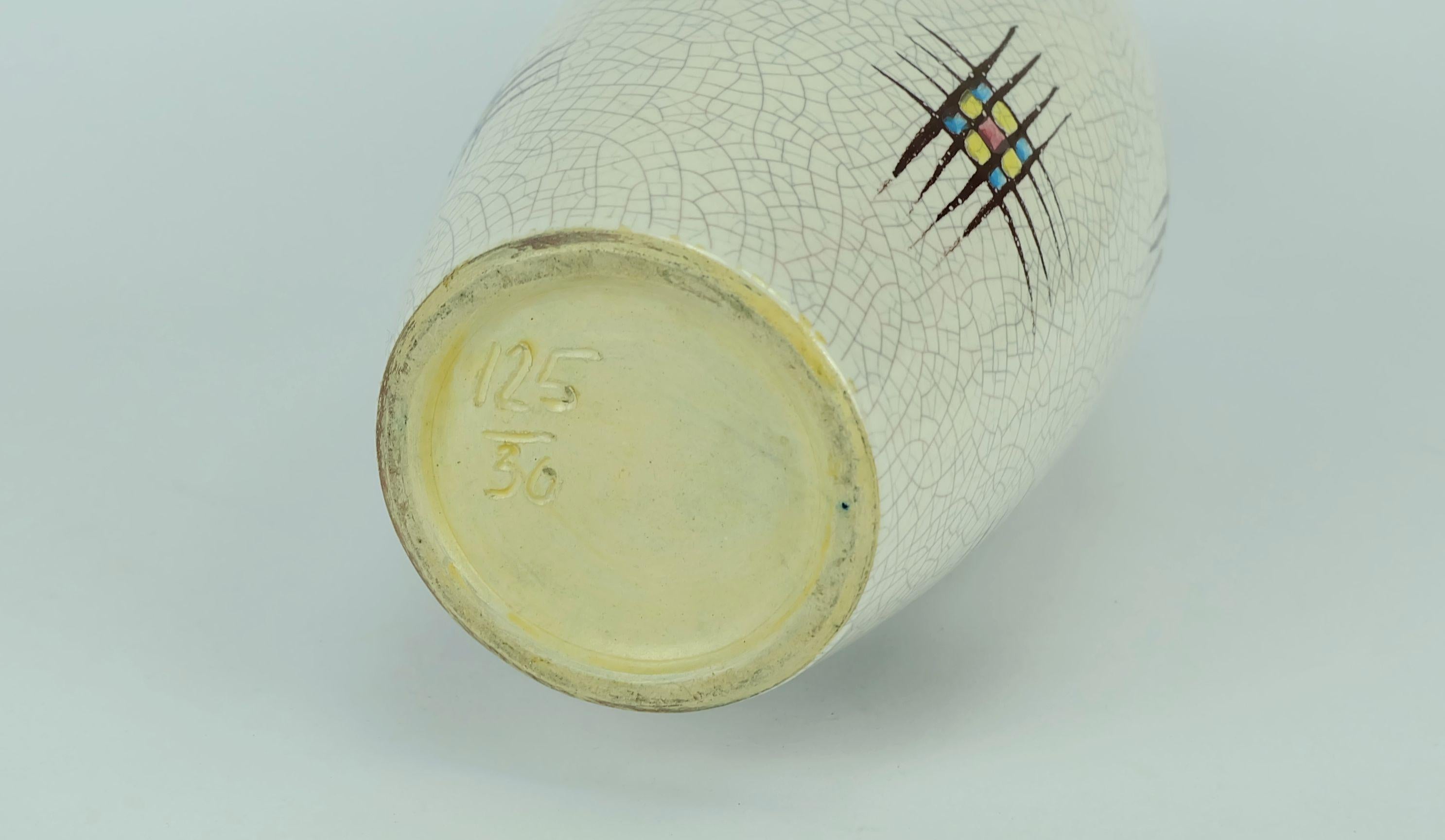 VASO de cerámica de mediados de siglo silberdistel decoración abstracta esmalte craquelé 125/30 WPG en venta 1