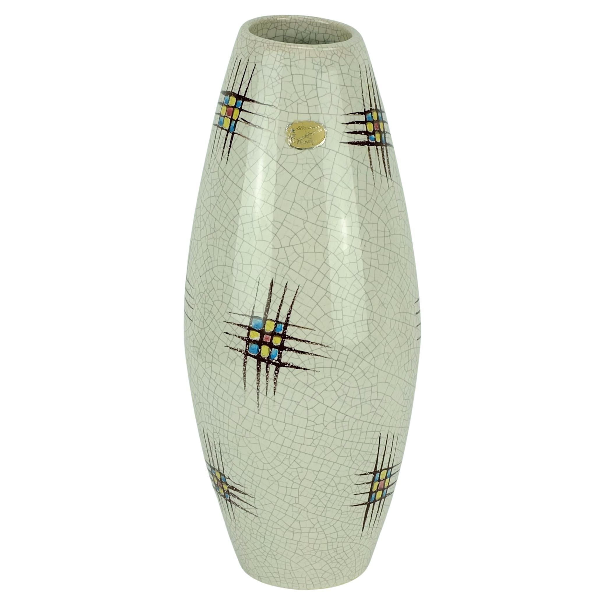 VASO de cerámica de mediados de siglo silberdistel decoración abstracta esmalte craquelé 125/30 WPG en venta
