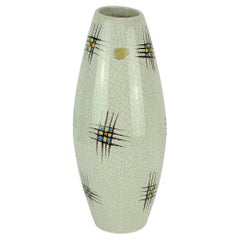 Mitte des Jahrhunderts Keramik VASE Silberdistel abstraktes Dekor craquelé Glasur 125/30 WPG