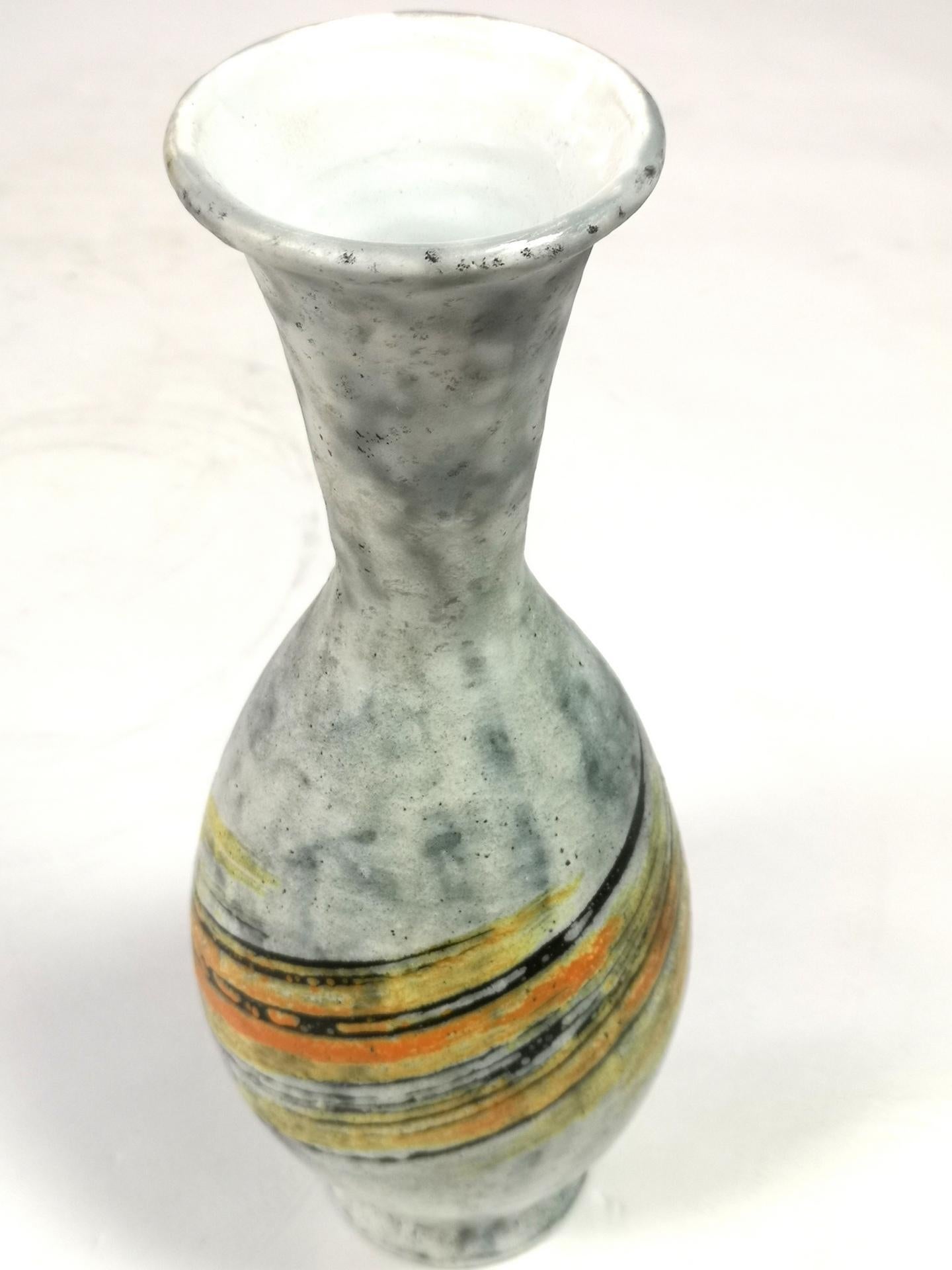 Mid-Century Modern Mid-Century Ceramic Vase with Expressive Decor by Livia Gorka, 1970's For Sale