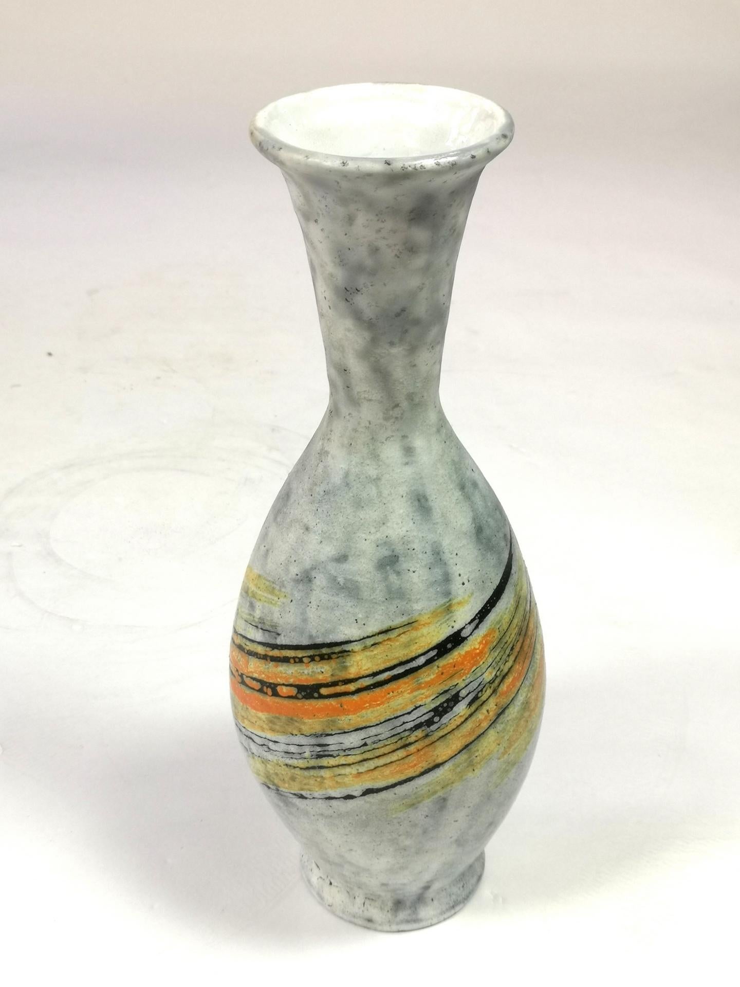 Mid-Century Ceramic Vase with Expressive Decor by Livia Gorka, 1970's In Good Condition For Sale In Budapest, HU