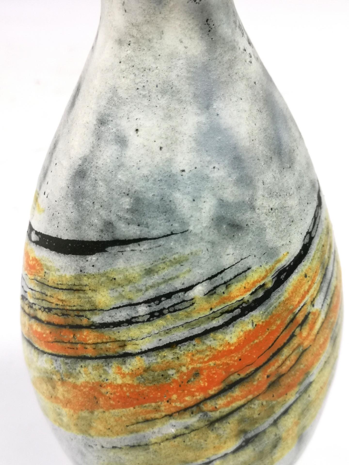 Late 20th Century Mid-Century Ceramic Vase with Expressive Decor by Livia Gorka, 1970's For Sale