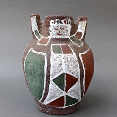 Midcentury Ceramic Vase with Human Figure Motif by Accolay, circa 1950s