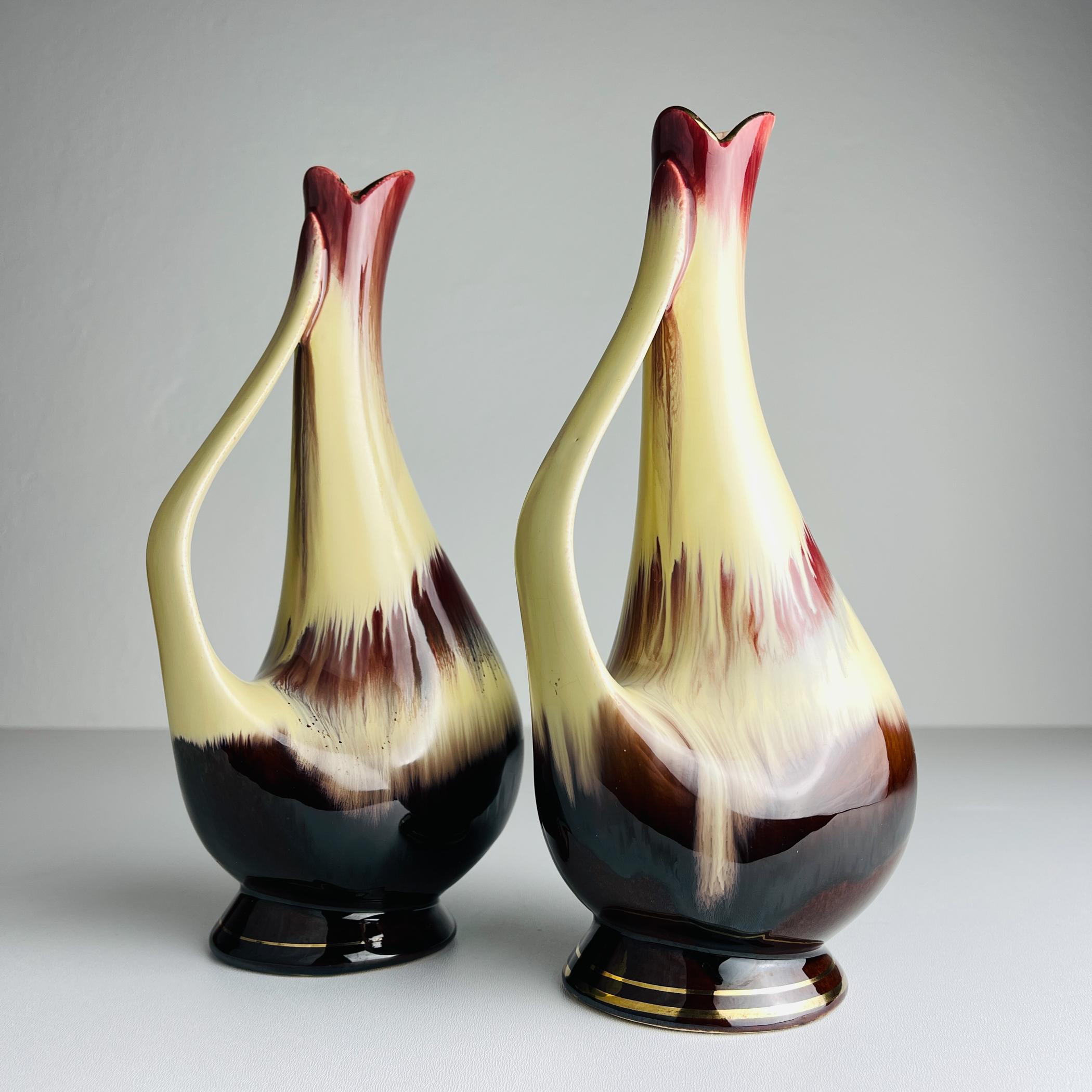 Vasi in ceramica di metà secolo di Bay Keramik, Germania Occidentale, anni '60, set di 2 in vendita 1