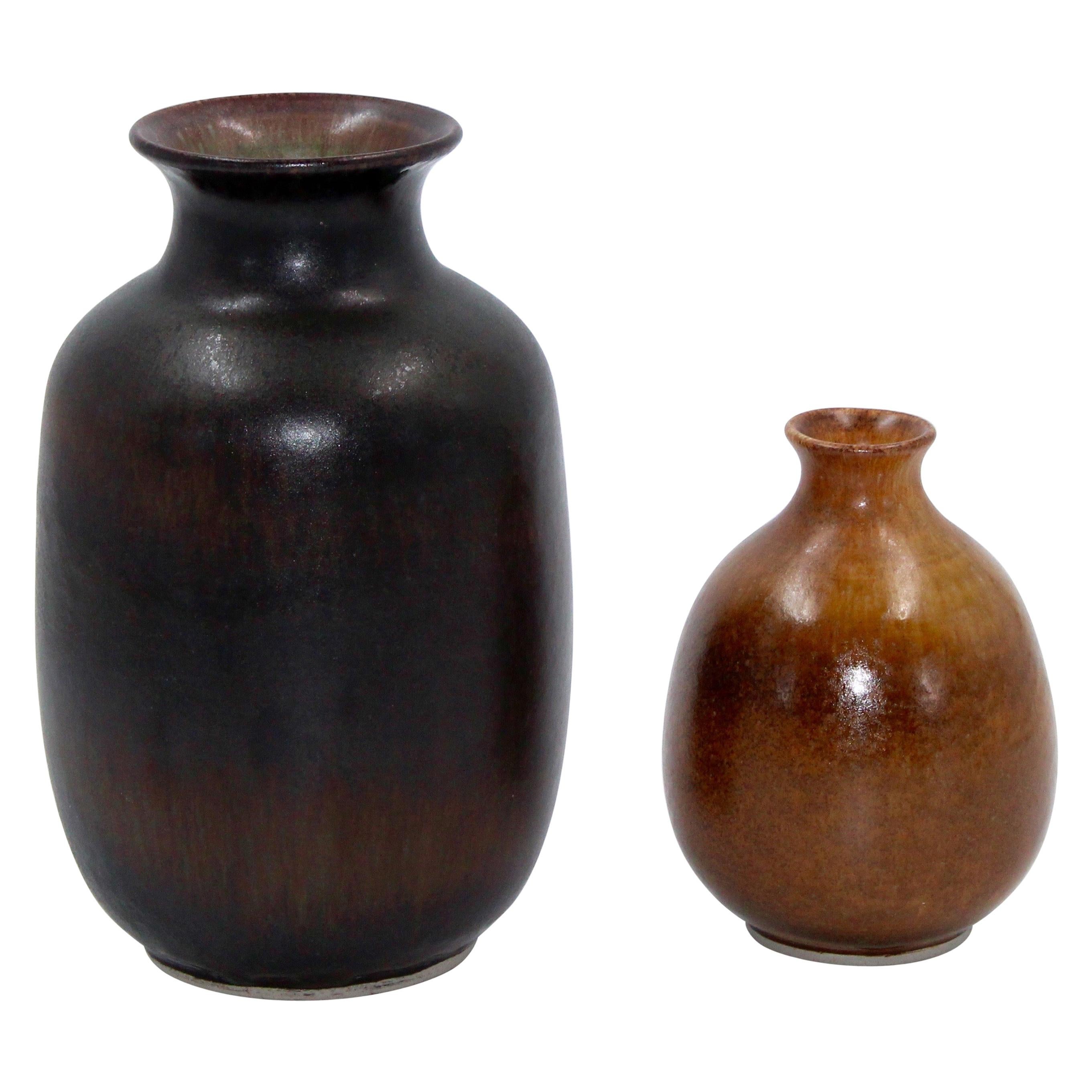 Midcentury Ceramic Vases by Egon Larsson, Höganäs Keramik, 1950s For Sale