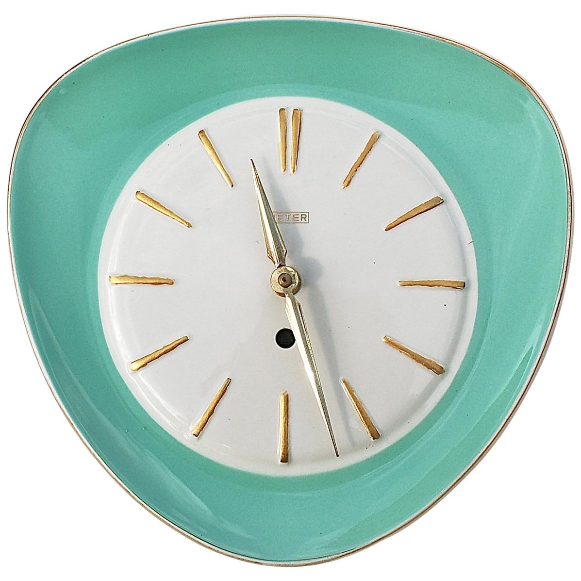 Midcentury Ceramic Wall Clock by Peter