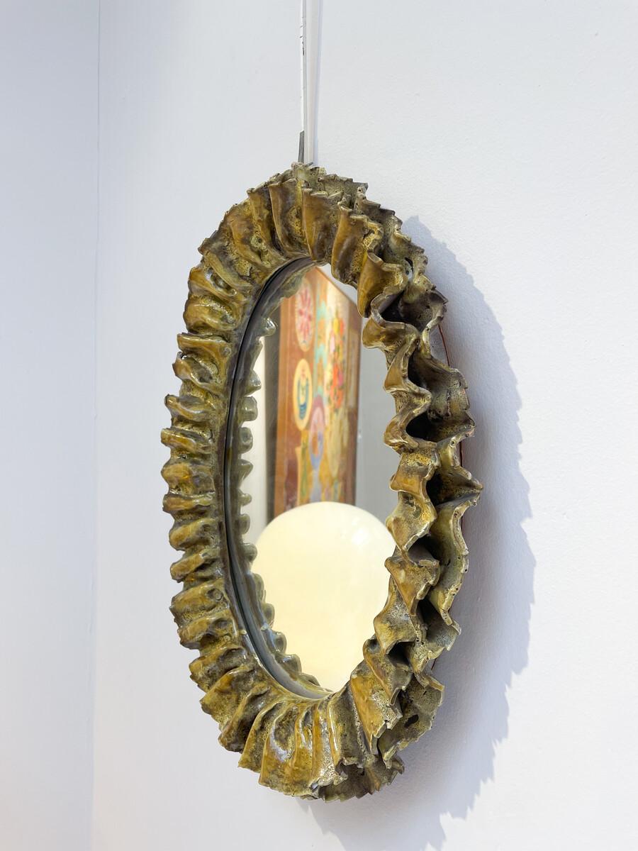 Mid-Century Ceramic Wall Mirror by Fausto Melotti - Italy 1950s 2