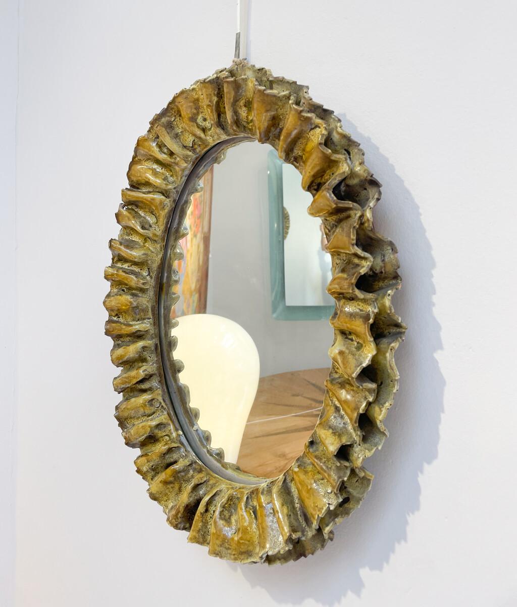 Mid-Century Ceramic Wall Mirror by Fausto Melotti - Italy 1950s 3